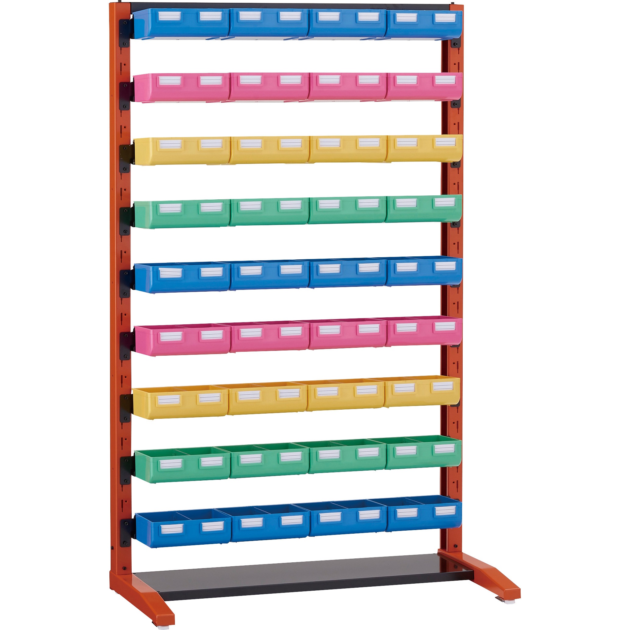 UPR-L1409B-BK UPR型ビンラック 片面 H1450 ビン大黒X12橙・白・緑各8個付 黒 TRUSCO 9段