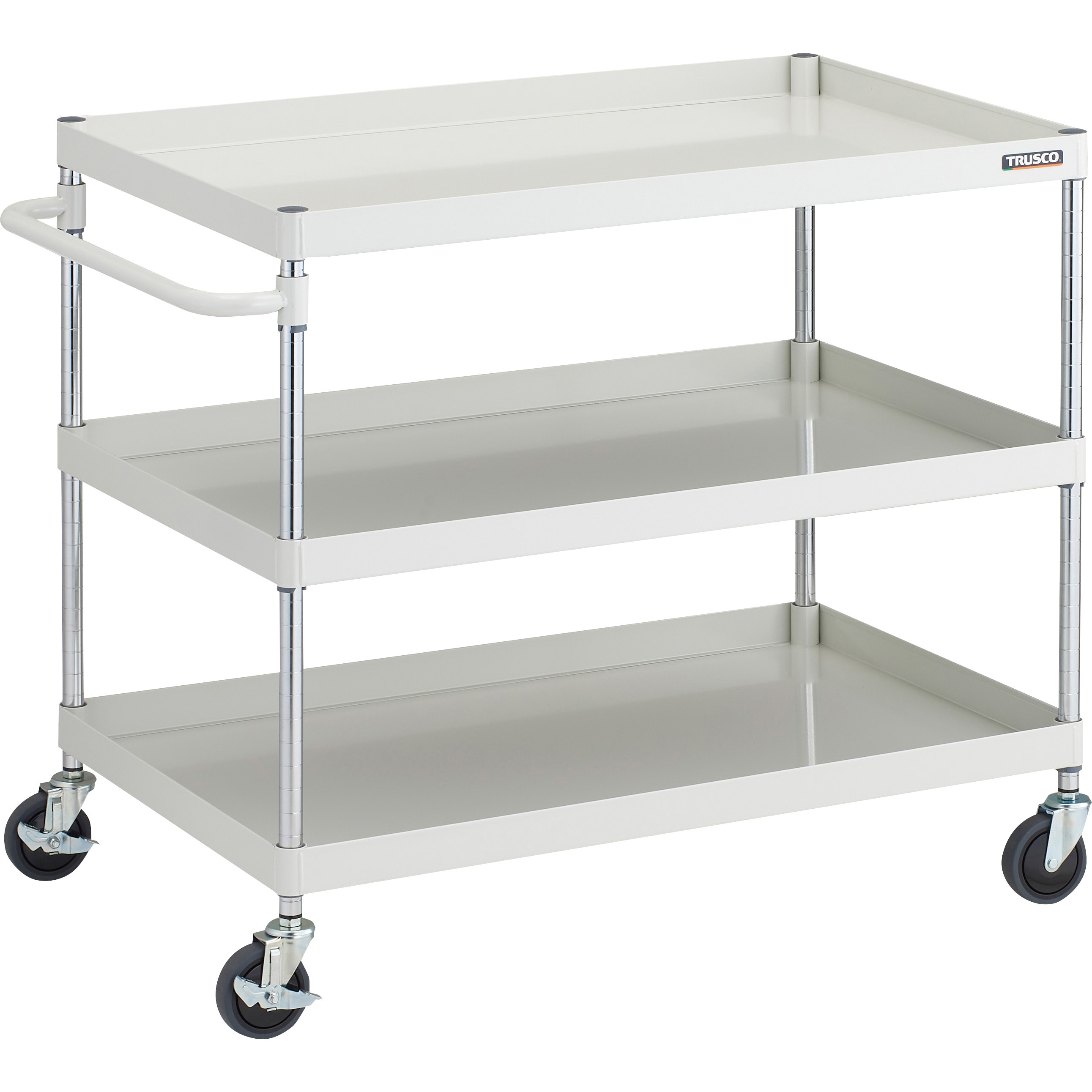 ■TRUSCO ツールワゴン フェニックスワゴン 省音 1000X650XH1200 3段 ヤンググリーン PEW12103YG(4881915) ＴＲＵＳＣＯ ツールワゴン フェニックスワゴン 抗菌 省音