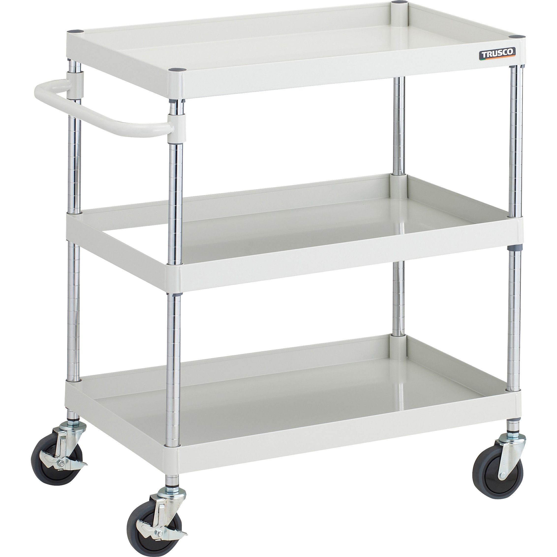 PEW-973A-W ツールワゴン フェニックスワゴン 抗ウィルスハンドル 省音 750X500XH880 3段 1台 TRUSCO 【通販モノタロウ】