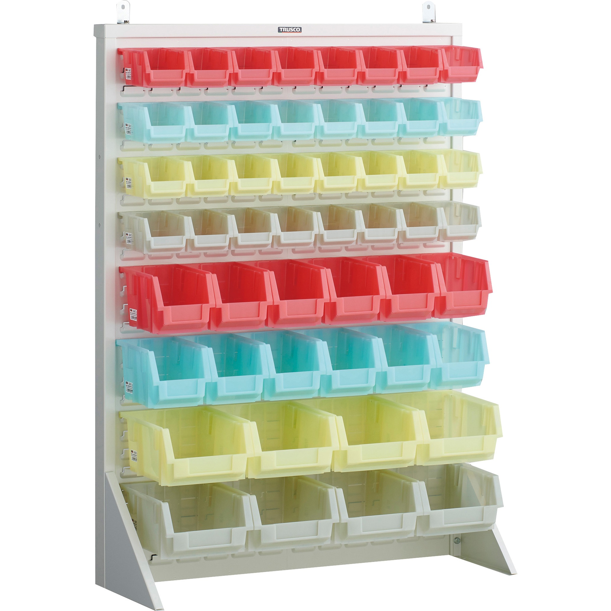 T-12224N-SK-AW パネルコンテナラック 910X320XH1240 クリアカラーコンテナ 小X32 中X12 大X8 1台 TRUSCO 【通販モノタロウ】