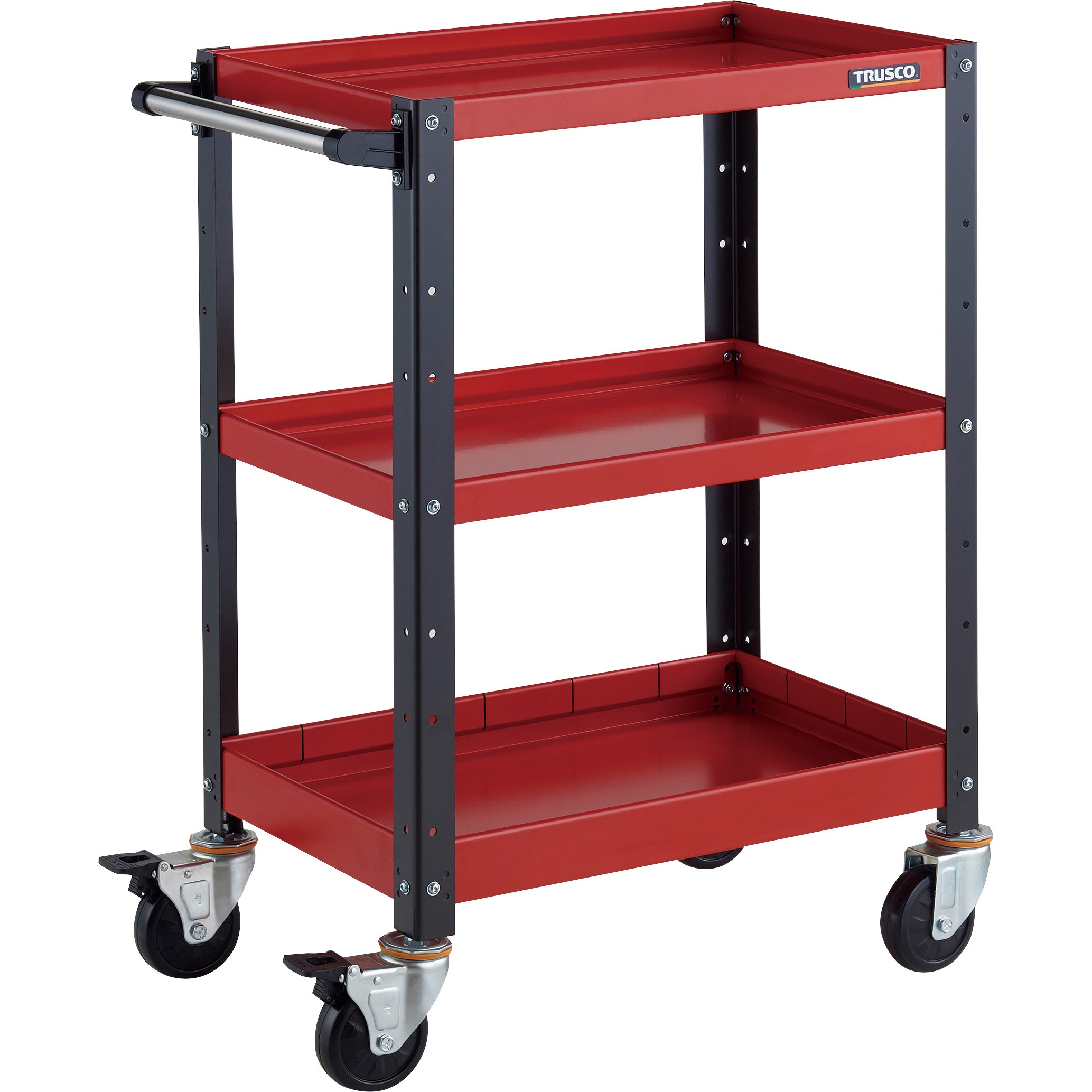 BDW-963F1-RBK ツールワゴン バーディワゴン 600X400XH880 浅2深1段 TRUSCO 3段 レッド/ブラック色   BDW-963F1-RBK