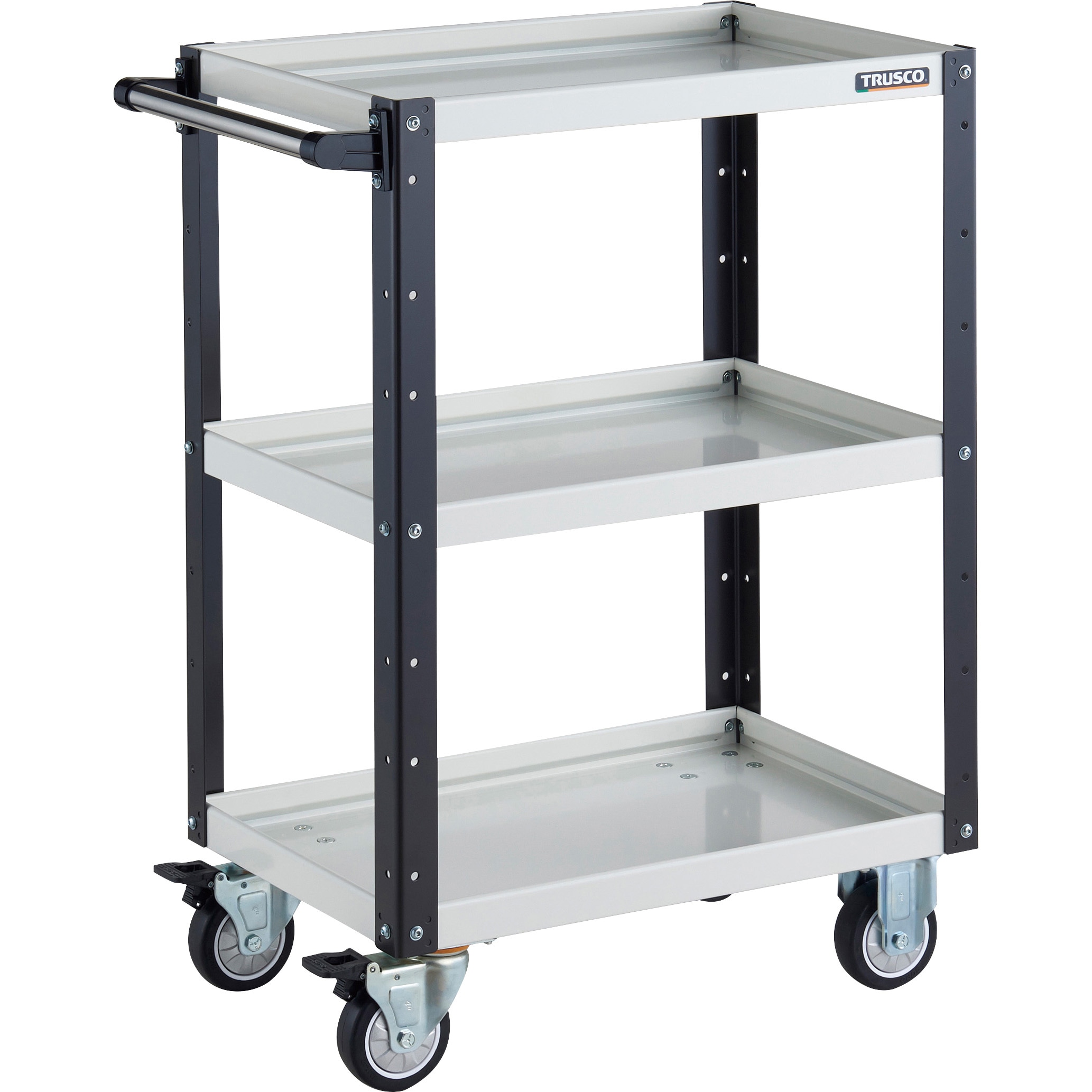 EGW-963U-WBK ツールワゴン イーグルワゴン 600X400XH880 ウレタン車輪 TRUSCO 3段 ホワイト/ブラック色   EGW-963U-WBK