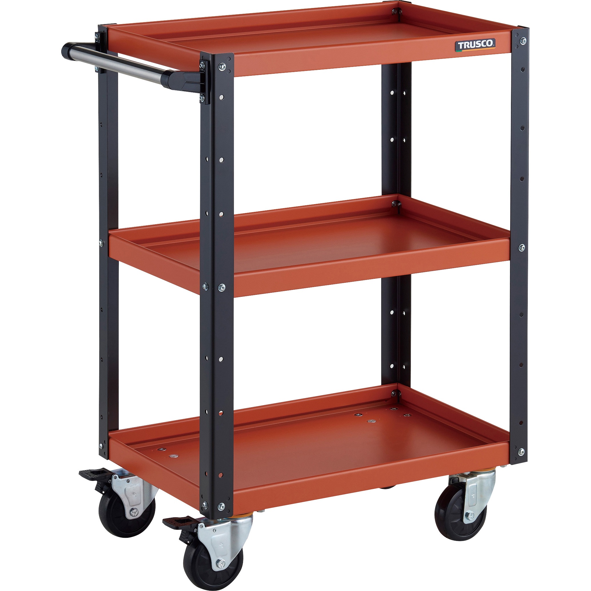 EGW-963J-ORBK ツールワゴン イーグルワゴン 600X400XH880 4輪自在 TRUSCO 3段 オレンジ/ブラック色   EGW-963J-ORBK