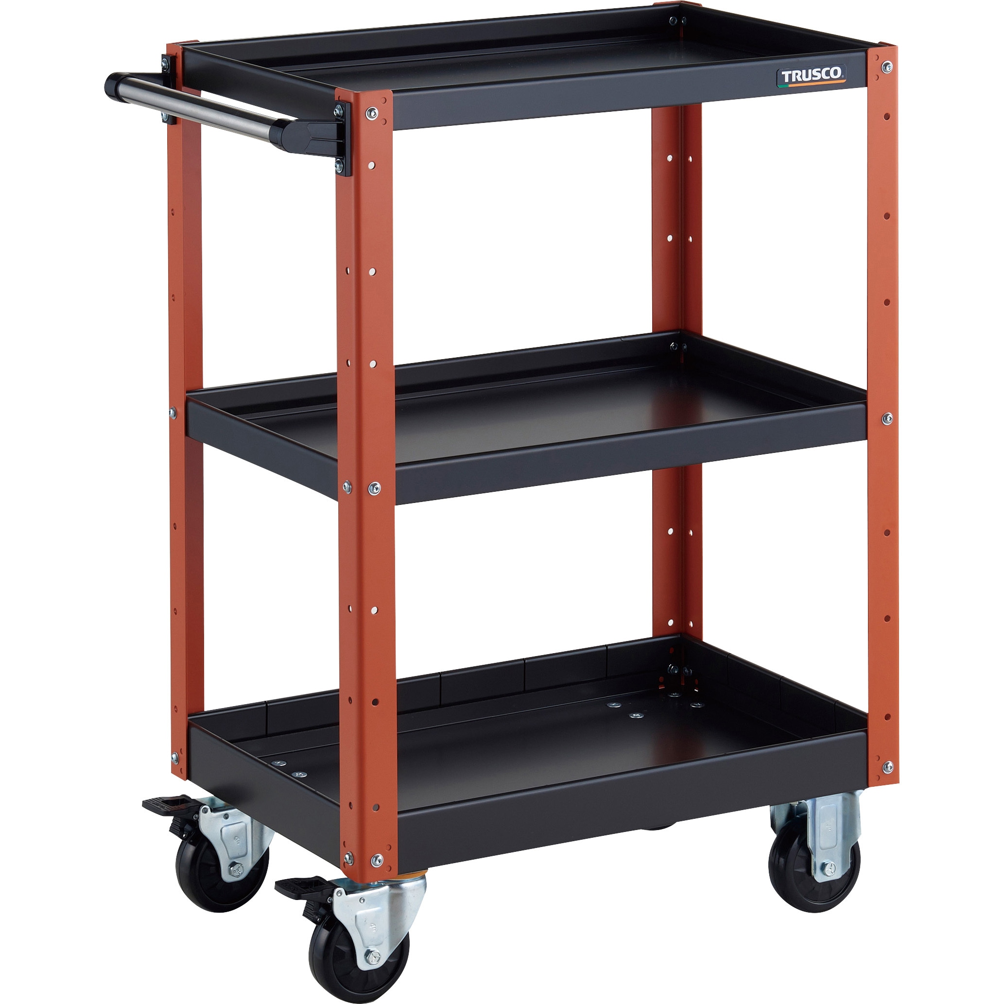 EGW-963F1-BKOR ツールワゴン イーグルワゴン 600X400XH880 浅2深1段 TRUSCO 3段 ブラック/オレンジ色   EGW-963F1-BKOR 27,735円