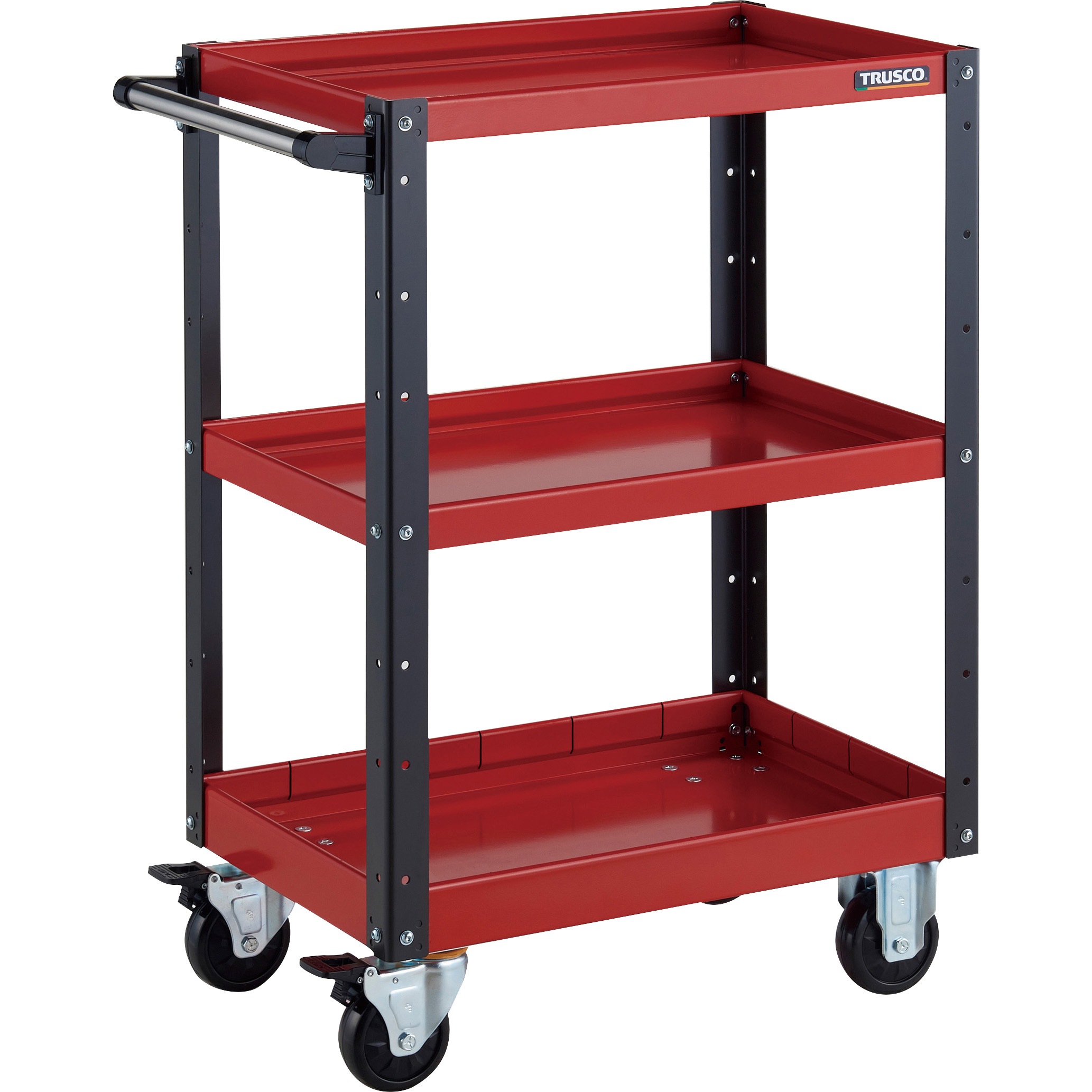 EGW-963F1-RBK ツールワゴン イーグルワゴン 600X400XH880 浅2深1段 TRUSCO 3段 レッド/ブラック色   EGW-963F1-RBK 26,256円