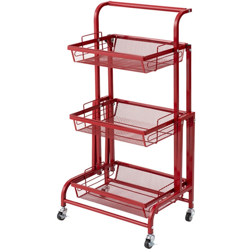 ★レトロな赤い4段キッチンラック（移動式）キャスターが丈夫で長持ちタイプ送料無料 ☆レトロな赤い4段キッチンラック（移動式）キャスターが丈夫で長持ち