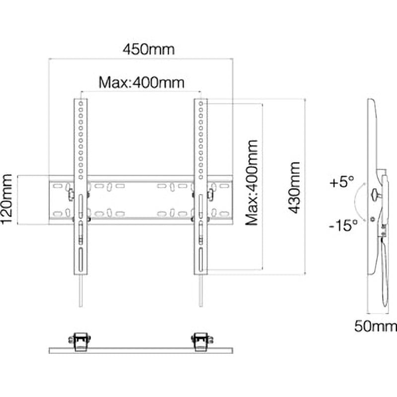 TLT-003-BK ディスプレイ用壁掛金具 (前後傾斜タイプ) 朝日木材加工