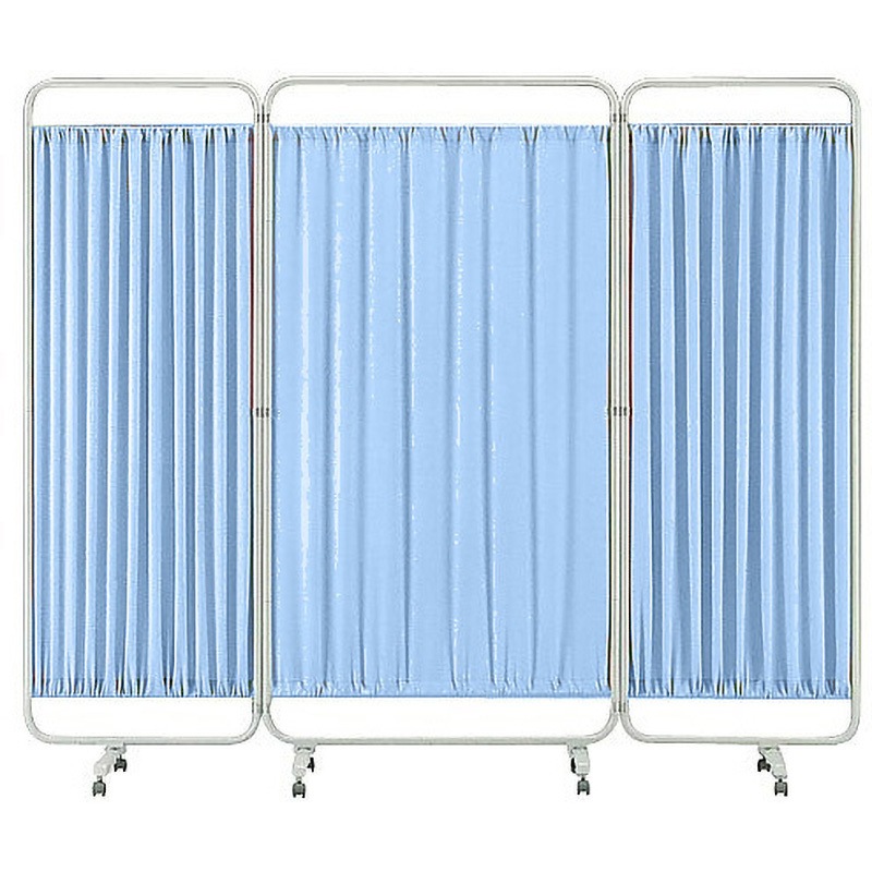 AM-63622-CL クロスメディカルスクリーン 抗菌タイプ アズワン ブルー色 寸法2106×400×1780mm 1組 AM-63622-CL