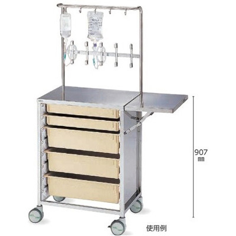 点滴スタンド ステンレススチール製 引き出し付き NT-77 トレー型点滴処置台 1台 ナビス(アズワン) 【通販モノタロウ】