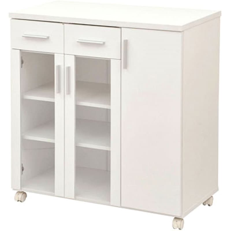 SSY-C8580GC(WHFA) ガラスキャビネット キャスター付き YAMAZEN(山善