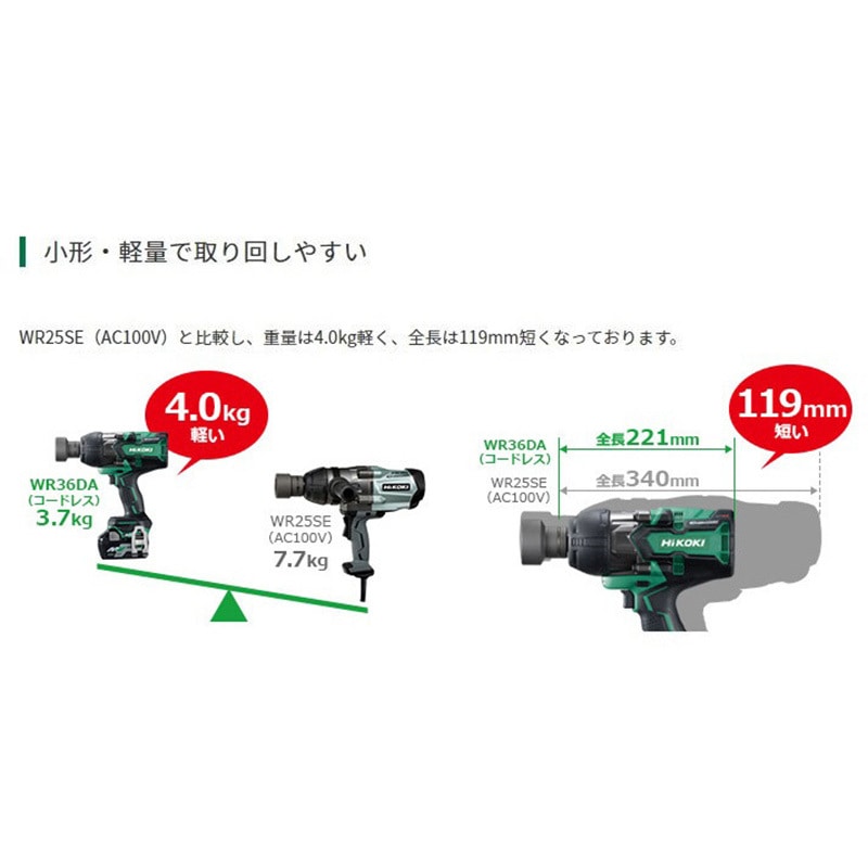 Amazon.co.jp: HiKOKI(ハイコーキ) 36V インパクトレンチ WR36DA