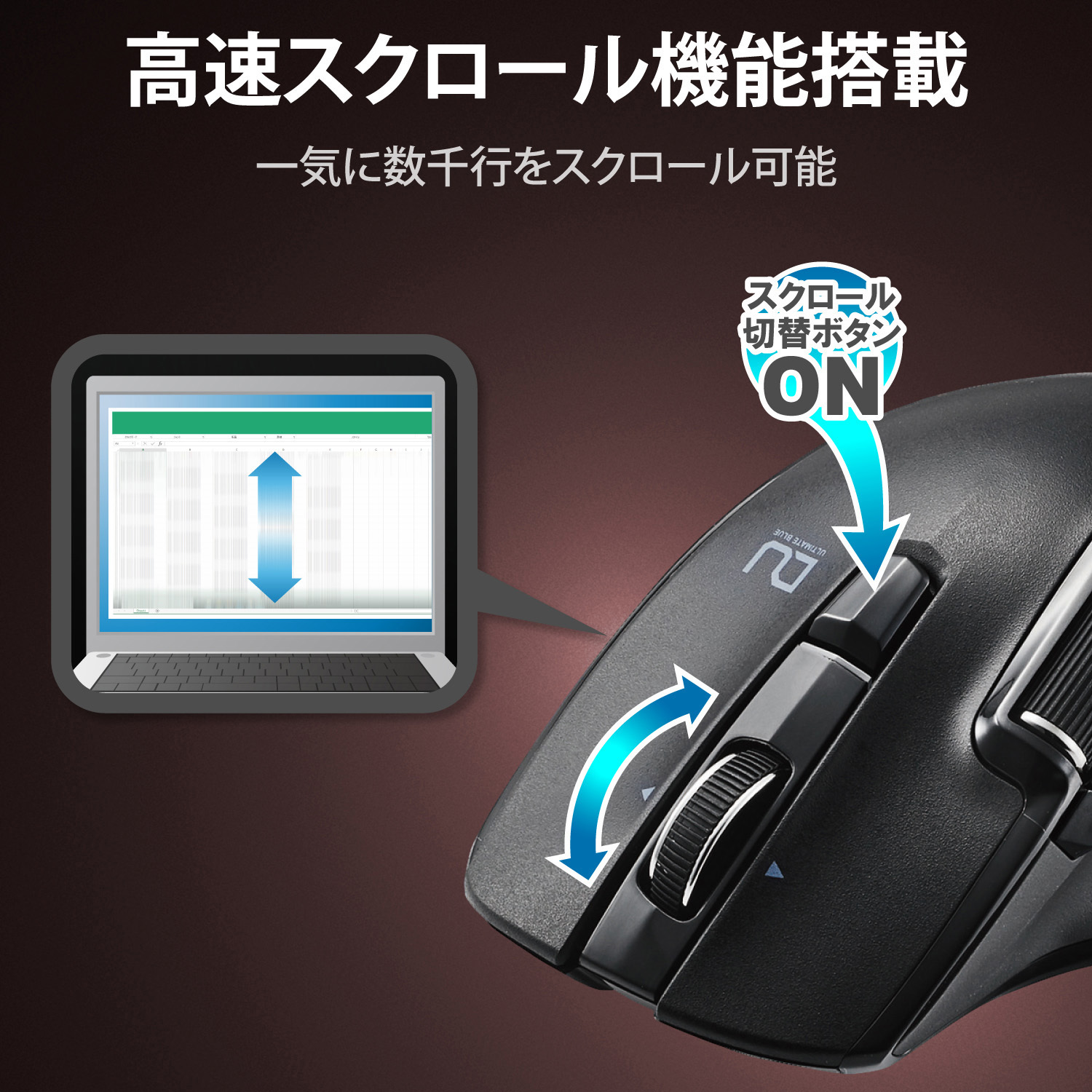 ハードウェアマクロ搭載マウス（サイドホイール/Mサイズ） - M