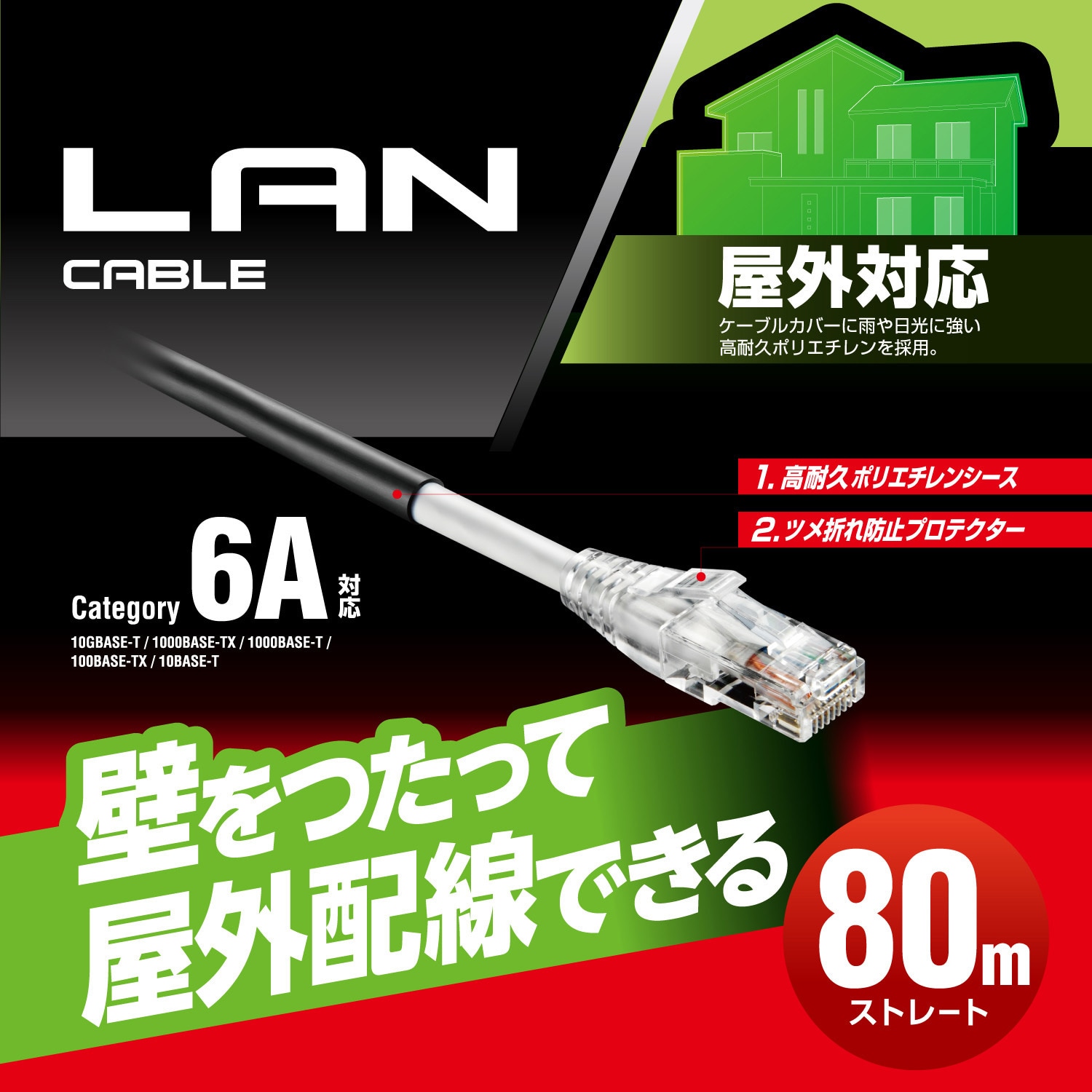 LANケーブル延長コネクター／CAT6A対応／シールド付き／メス