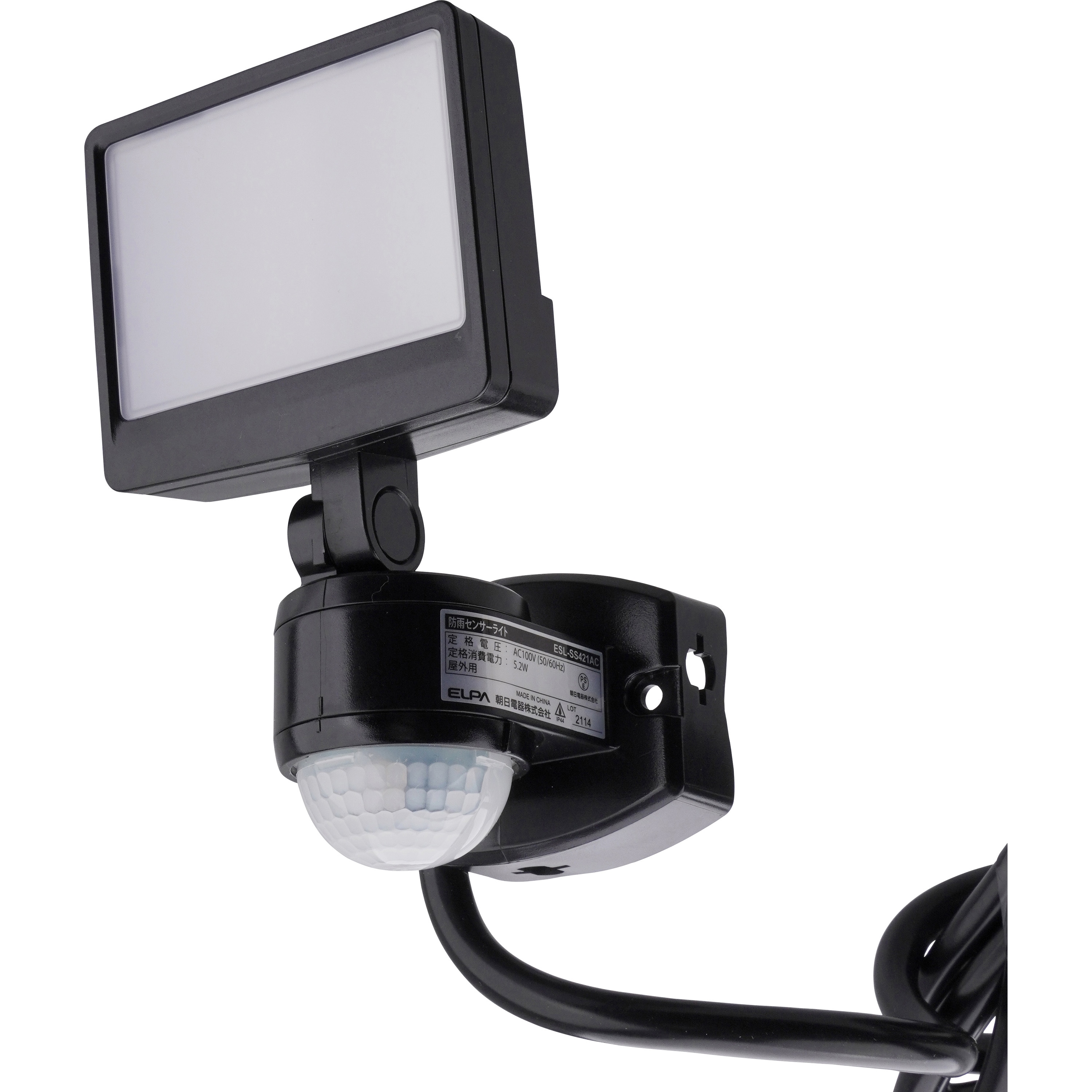 ESL-SS421AC LEDセンサーライト コンセント式 白色LED 防雨 防水 お