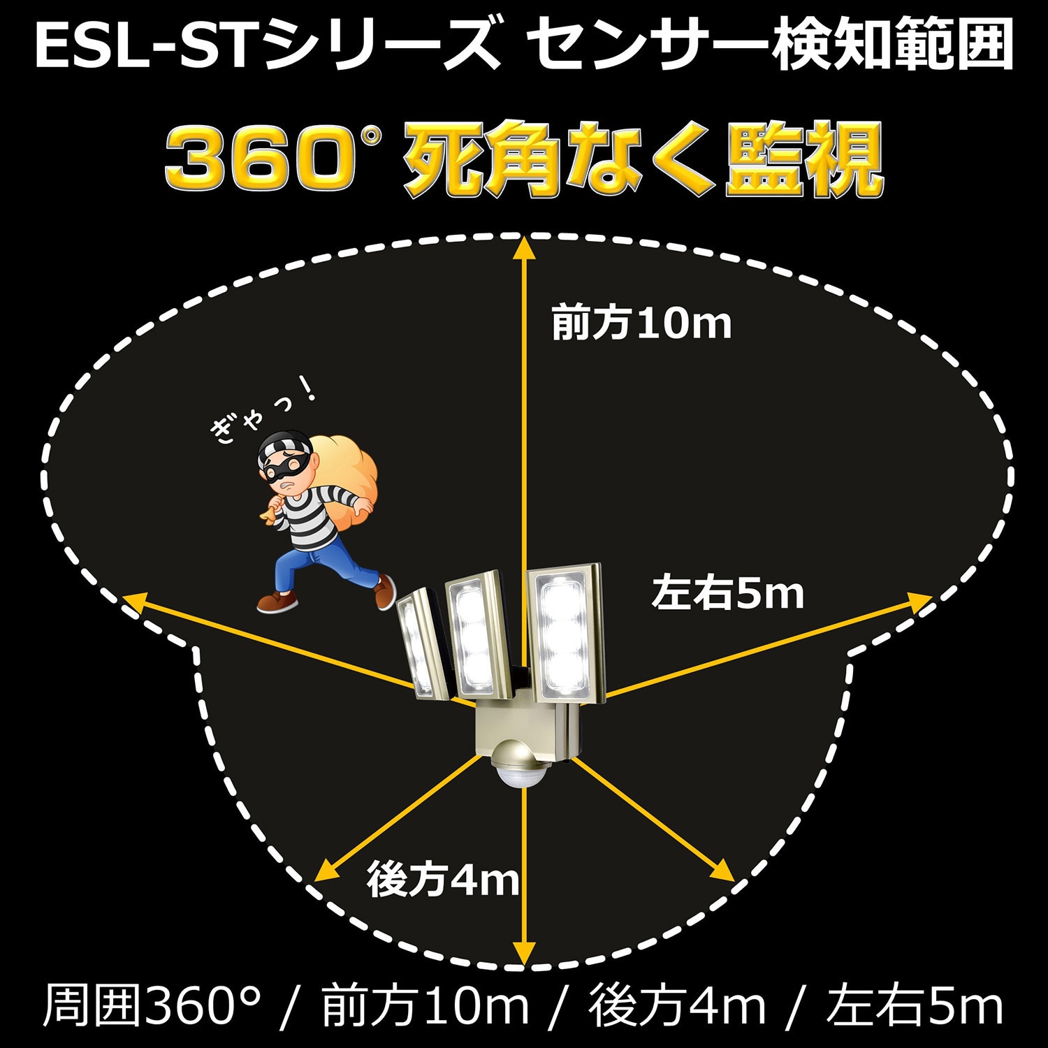 ESL-ST1203AC LED 人感センサーライト コンセント式 白色LED 防水 屋外 センサーライト 防犯 セキュリティ 1個 ELPA  【通販モノタロウ】