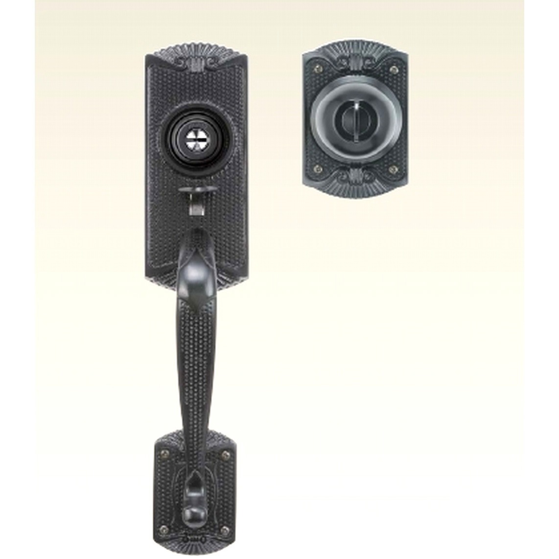 FB3690FL-60-BK エントランスハンドルロック アルファ 黒色 ディンプルシリンダー バックセット60mm適合扉厚35～45mm  FB3690FL-60-BK