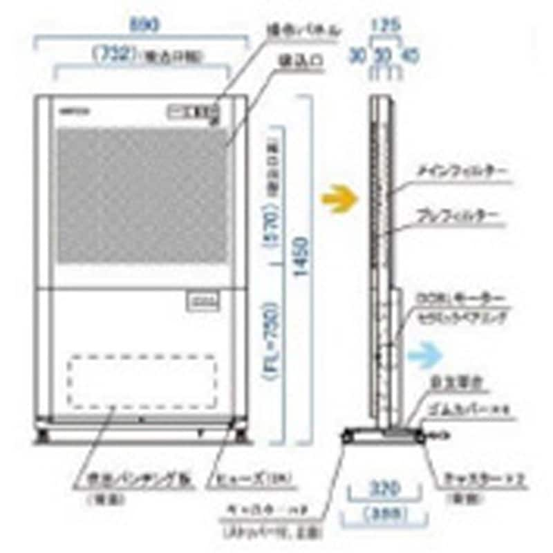 クリーンパーティション 汚染除去仕様タイプ 幅890mm奥行355mm高さ1450mm ACP-898CH