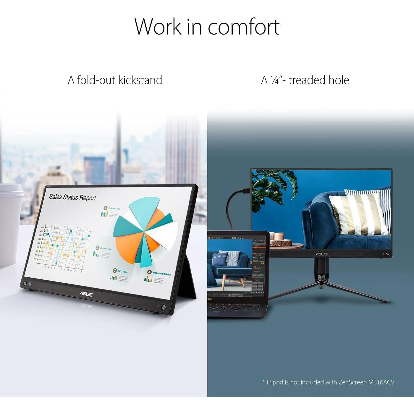 液晶モニタ 15.6インチフルHD ポータブルUSBモニター IPS MB16ACV ASUS