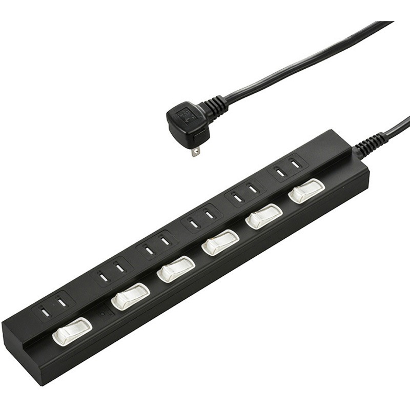 【12個セット】集団ストーカー・電磁波・5G対策・盗聴防止タップ・赤光で波動防御 HS-TPK61PBT-K LED個別スイッチ付電源タップ 雷ガード