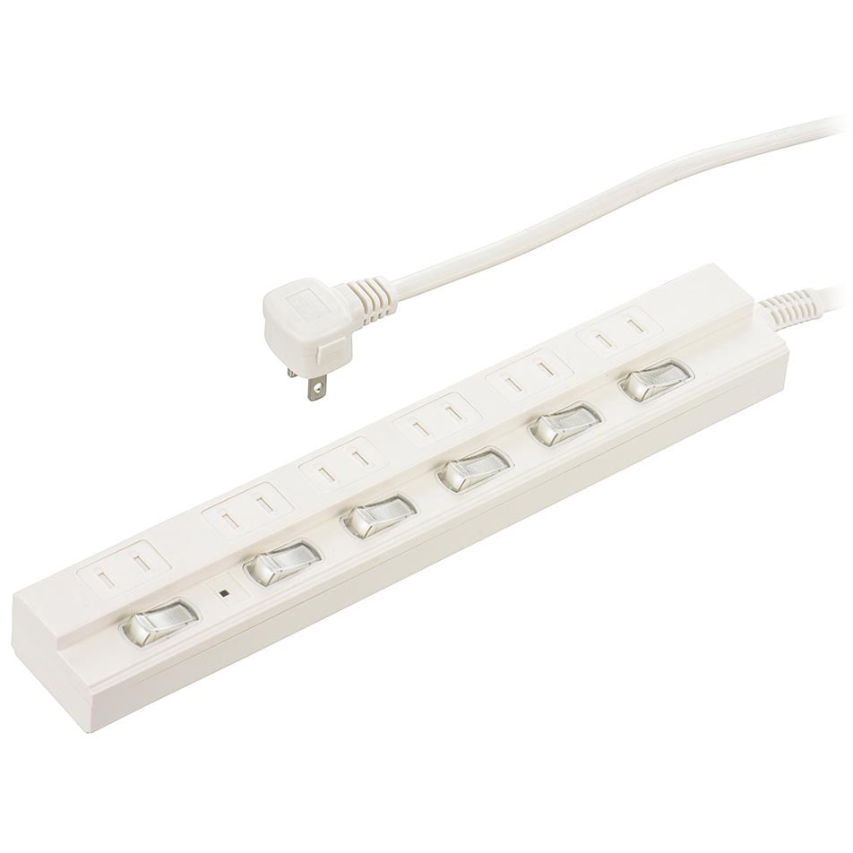 HS-TPK62W-22 LED個別スイッチ付電源タップ 雷ガード ホコリシャッター