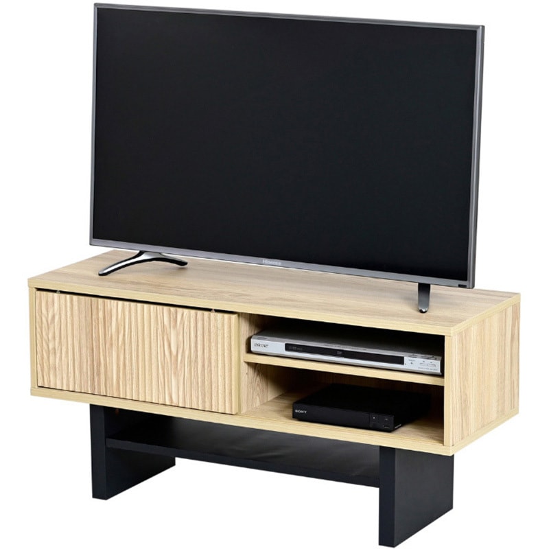 FWM-0001 テレビ台 ローボード テレビボード 木製 ジェイケイ・プラン ナチュラル×ブラック色 幅100cm  FWM-0001