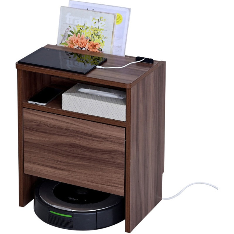 FBE-0001 ミニキャビネット ケーブルホルダー付き ジェイケイ・プラン [本体]プリント化粧板(強化紙) ダークブラウン色 外寸(幅×奥行×高さ)42×30×53.5cm  FBE-0001 5,902円