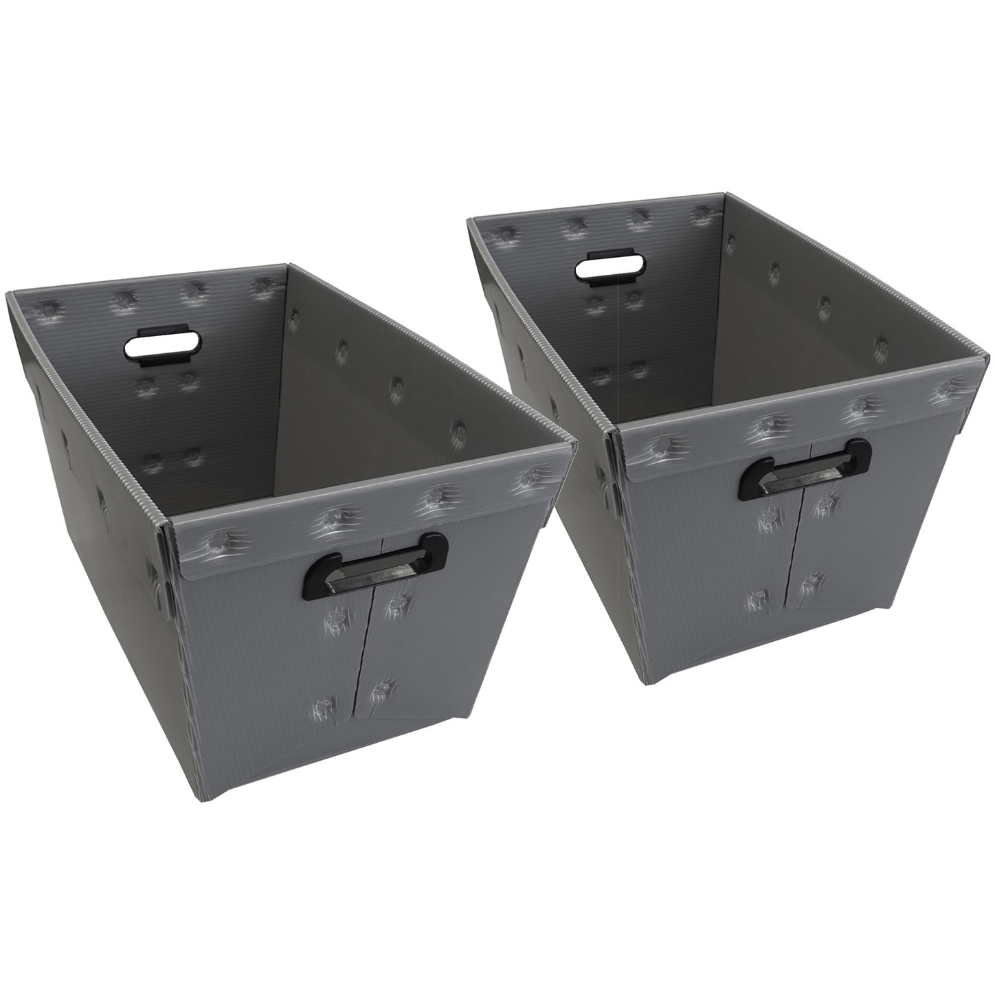 RB1709 プラダン収納ボックス プラダンのヤマコー グレー色 1セット(2