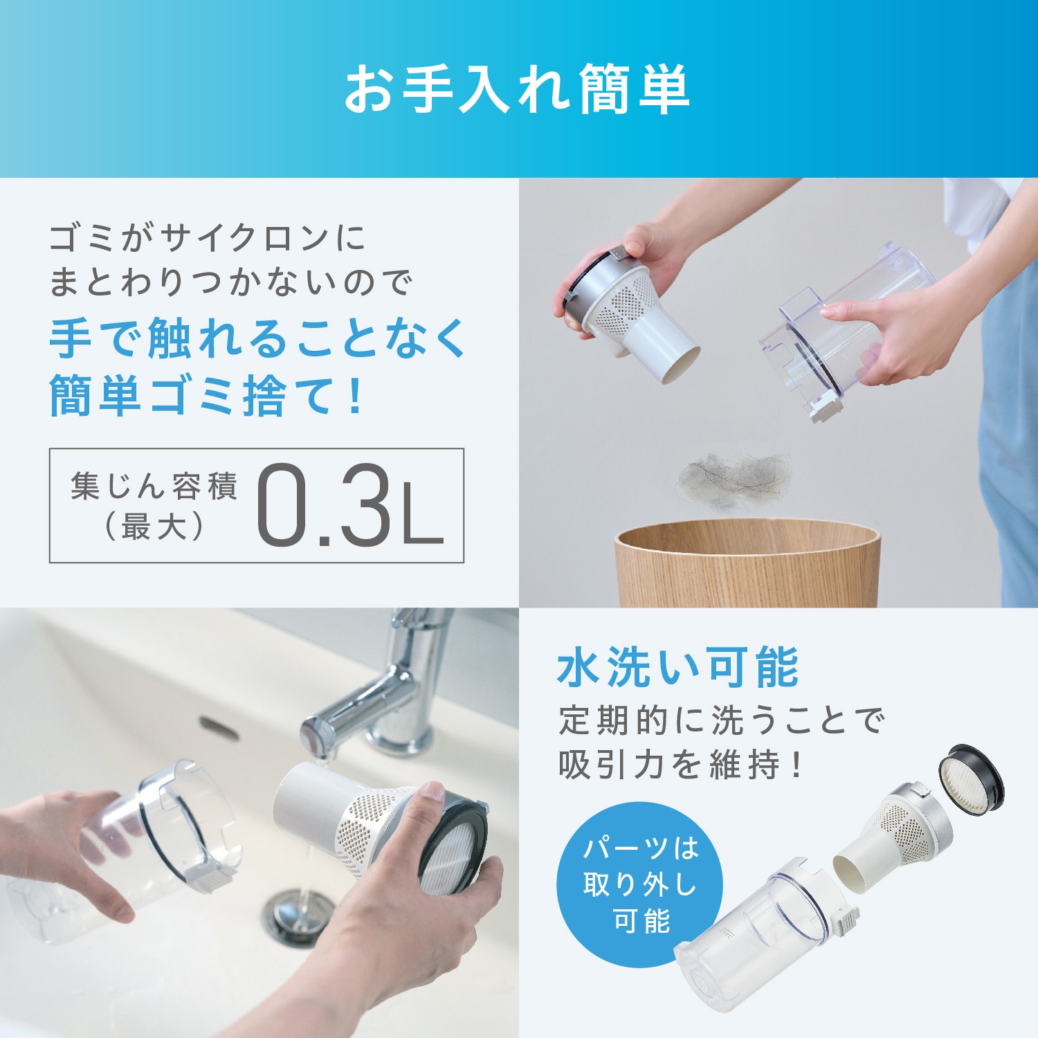 SCD-190P-H 充電式サイクロンスティック掃除機 daspo コードレス