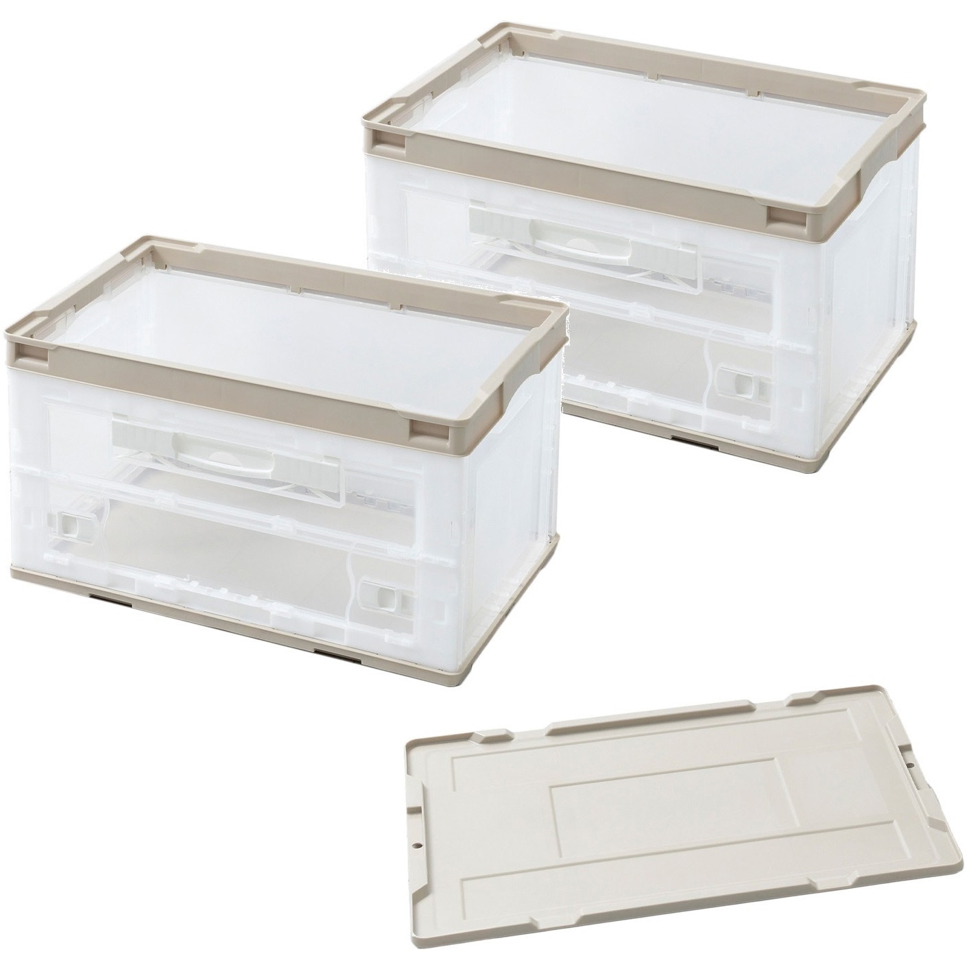 TRUSCO プラスチックコンテナ 50L 5個セット 5個セット】オリコン ロックフタ付 薄型折りたたみ コンテナ 50L