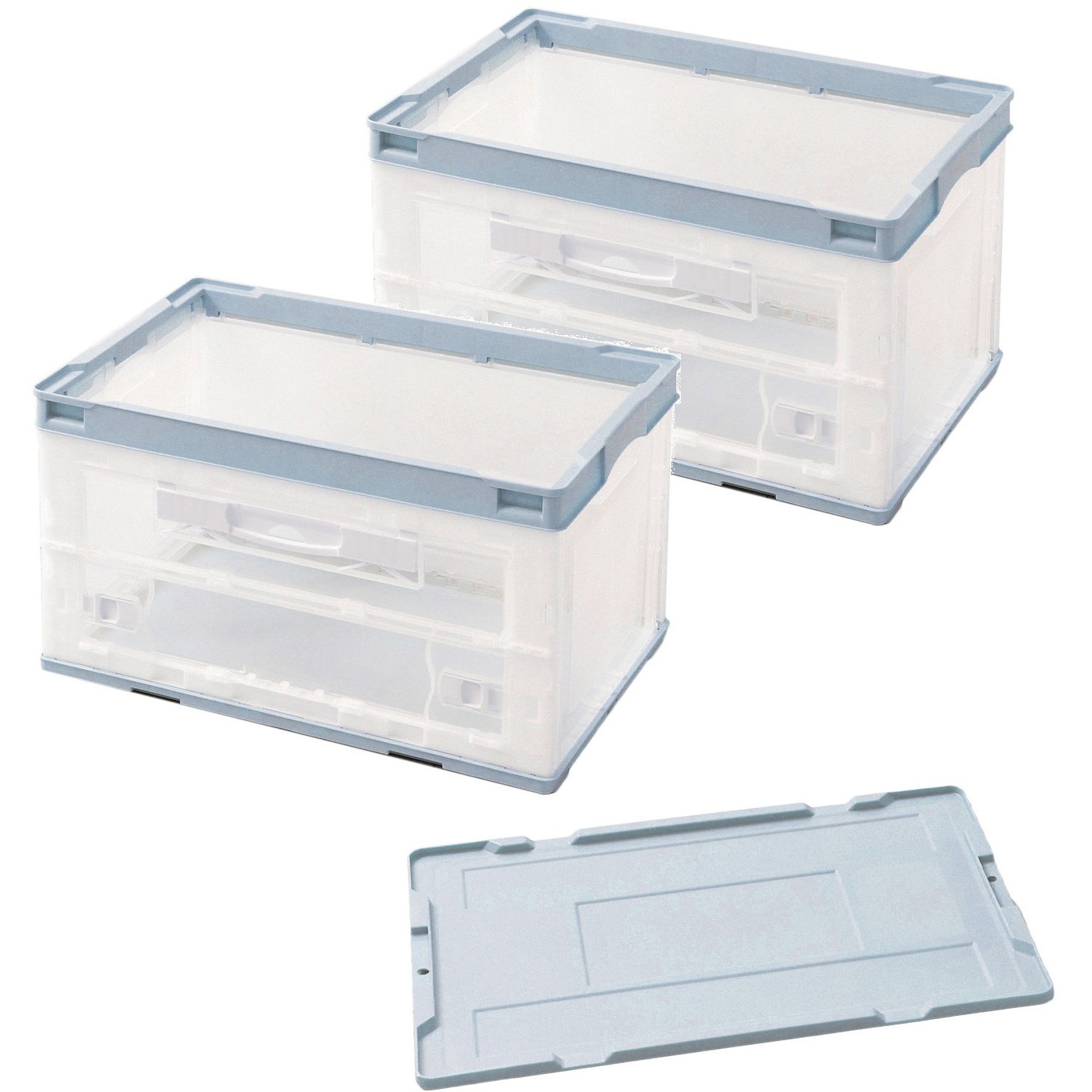ACCP293×2+AYAN862 折りたたみコンテナ専用フタ付き リス 容量50L ライトブルー色  1セット