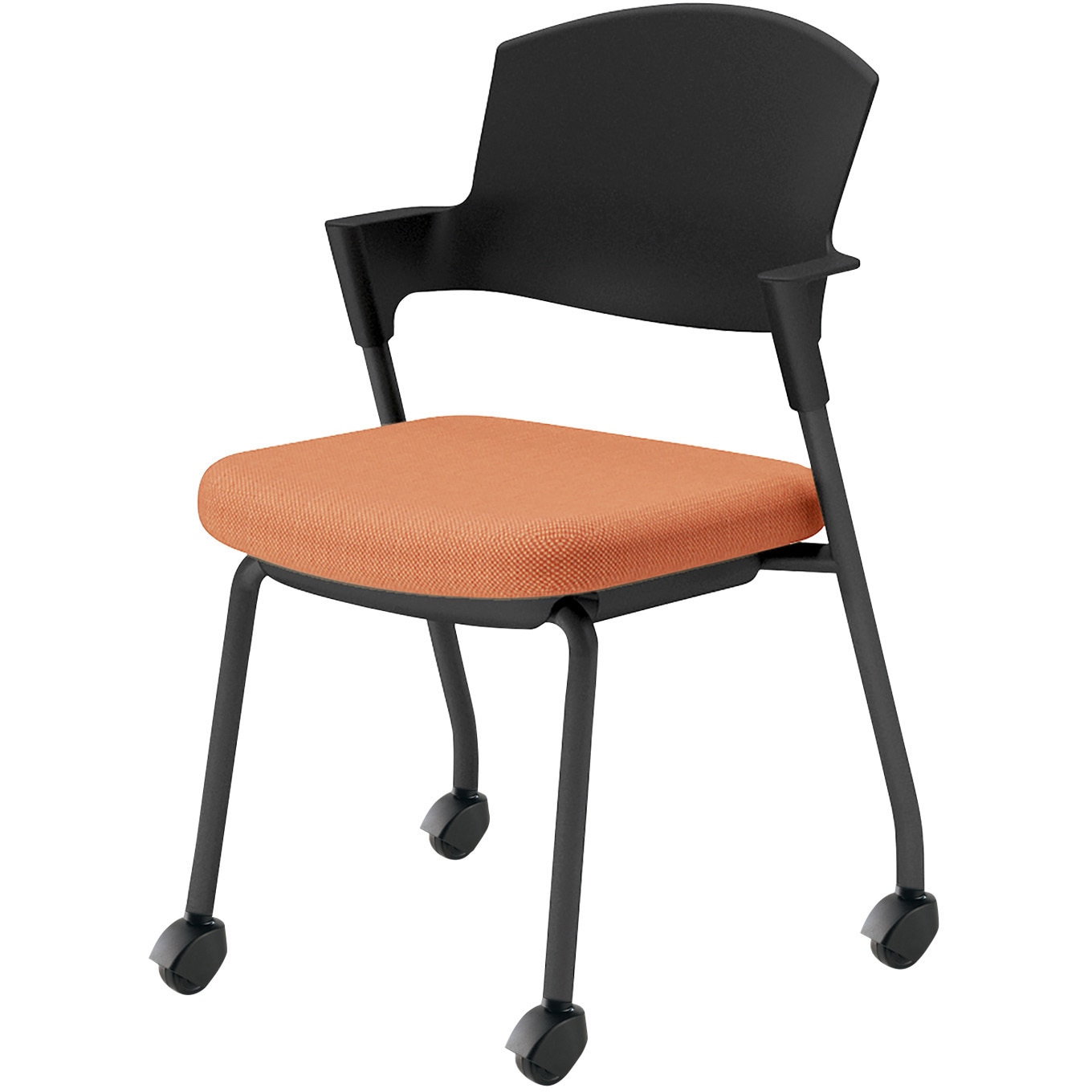 K17-B21CG-0YX2 会議用イス プロッティ キャスター 背樹脂タイプ(配送・組立サービス付き) コクヨ スタッキング可(4脚) 肘掛あり ブラック ゴム単輪キャスター 質量6.6kg  K17-B21CG-0YX2