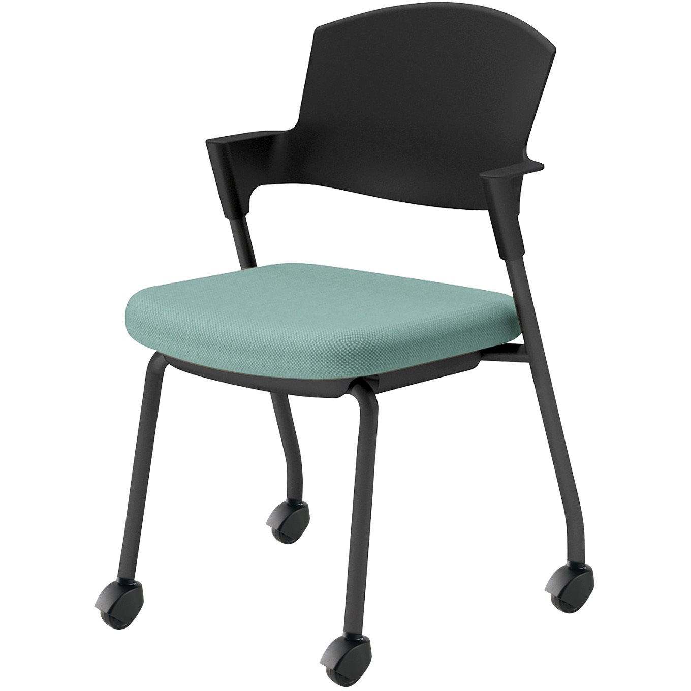 K17-B21CG-39X2 会議用イス プロッティ キャスター 背樹脂タイプ(配送・組立サービス付き) コクヨ スタッキング可(4脚) 肘掛あり ブラック ゴム単輪キャスター 質量6.6kg  K17-B21CG-39X2 35,980円