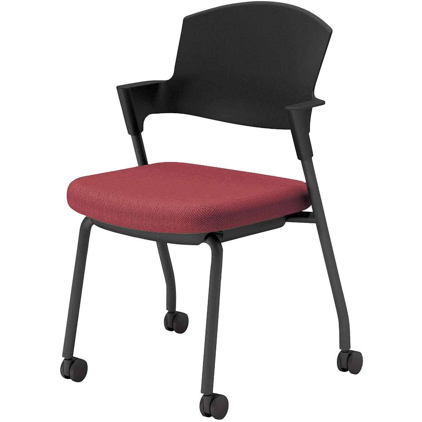 K17-B21CW-AGX2 会議用イス プロッティ キャスター 背樹脂タイプ(配送・組立サービス付き) コクヨ スタッキング可(4脚) 肘掛あり ブラック ナイロンキャスター 質量6.3kg  K17-B21CW-AGX2