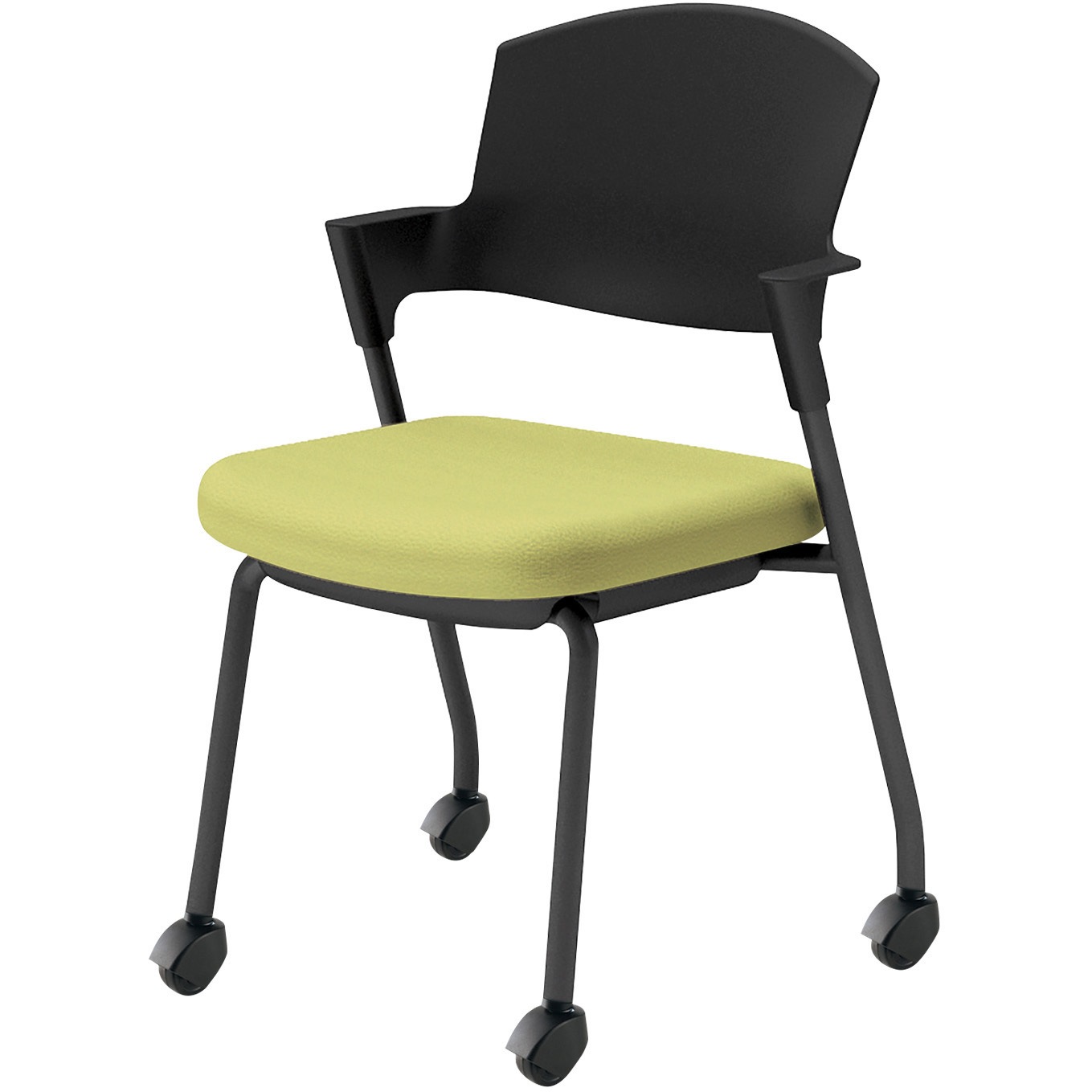 K17-B21SG-Q1X2 会議用イス プロッティ キャスター 背樹脂タイプ(配送・組立サービス付き) コクヨ スタッキング可(4脚) 肘掛あり ブラック ゴム単輪キャスター 質量6.7kg  K17-B21SG-Q1X2