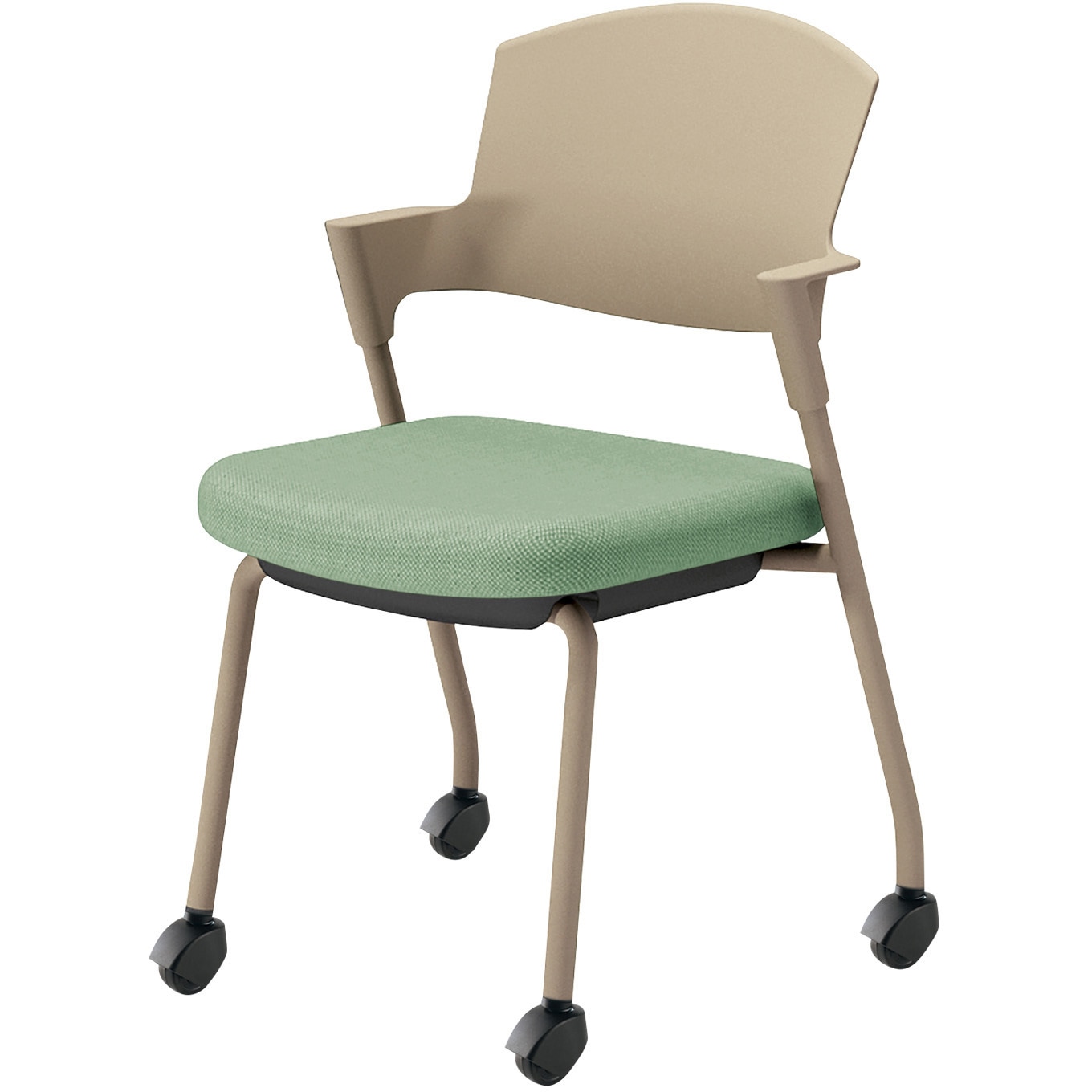 K17-Z21CG-2JX2 会議用イス プロッティ キャスター 背樹脂タイプ(配送・組立サービス付き) コクヨ スタッキング可(4脚) 肘掛あり ベージュ ゴム単輪キャスター 質量6.6kg  K17-Z21CG-2JX2 35,980円