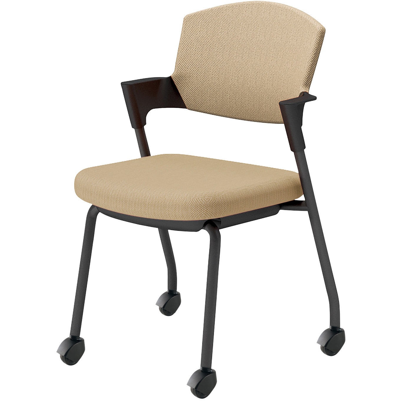 K17-B22CG-1K1K2 会議用イス プロッティ キャスター背座クッションタイプ(配送・組立サービス付き) コクヨ ブラック スタッキング可(4脚) 肘掛あり K17-B22CG-1K1K2