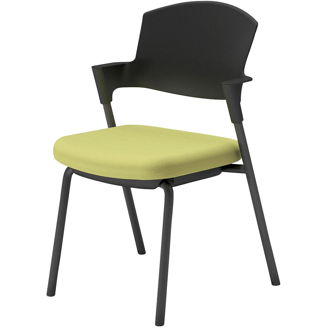 K17-B01SZ-Q1X2 会議用イス プロッティ 固定脚 背樹脂タイプ(配送・組立サービス付き) コクヨ スタッキング可(4脚) 肘掛あり ブラック 質量6.2kg 高さ815mm幅520mm奥行530mm  K17-B01SZ-Q1X2