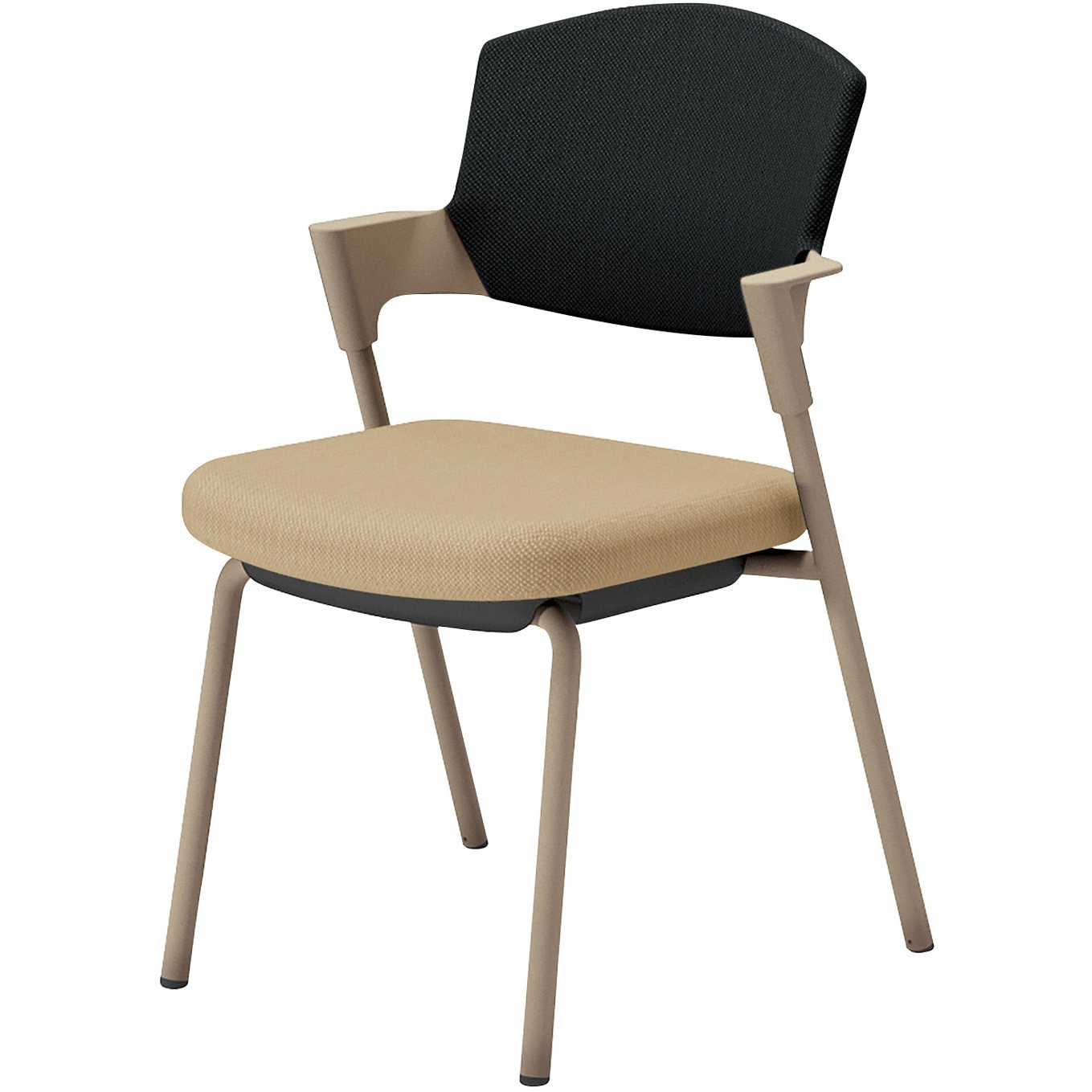K17-Z02CZ-1KE62 会議用イス プロッティ 固定脚 背座クッションタイプ(配送・組立サービス付き) コクヨ ベージュ スタッキング可(4脚) 肘掛あり ソフトベージュ ブラック  K17-Z02CZ-1KE62