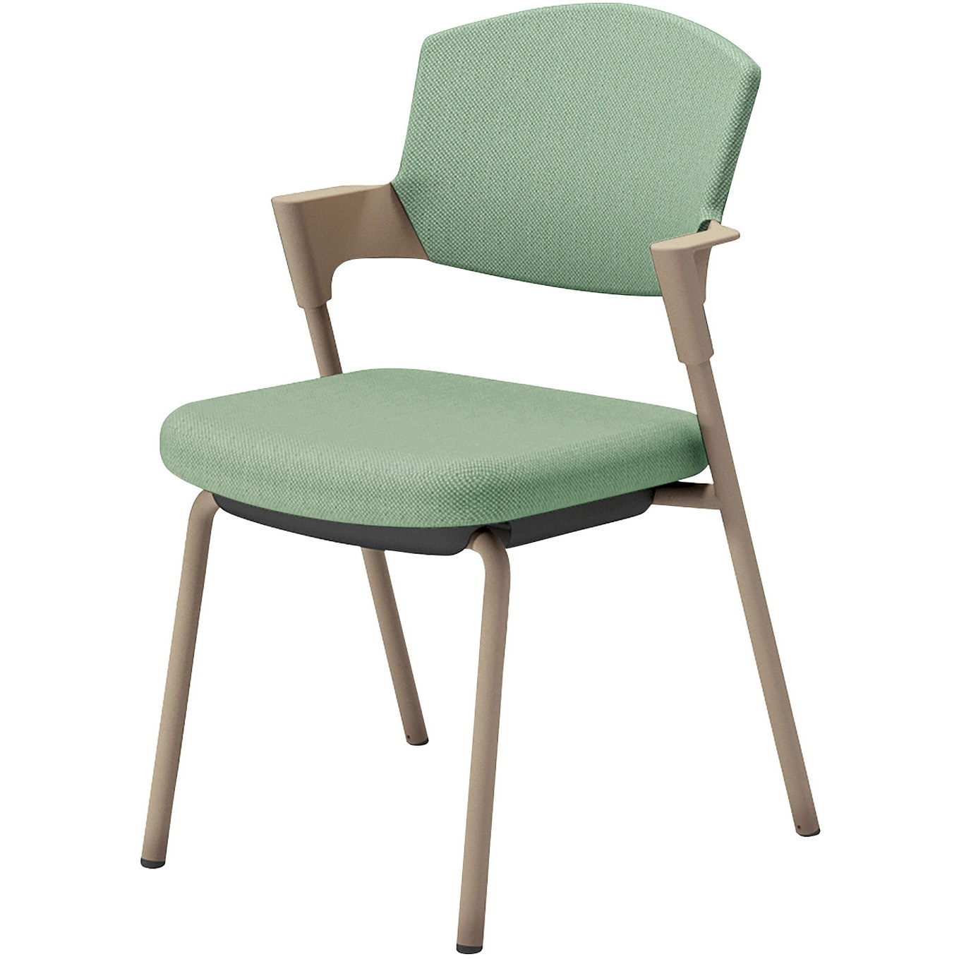 K17-Z02CZ-2J2J2 会議用イス プロッティ 固定脚 背座クッションタイプ(配送・組立サービス付き) コクヨ ベージュ スタッキング可(4脚) 肘掛あり オパールグリーン  K17-Z02CZ-2J2J2
