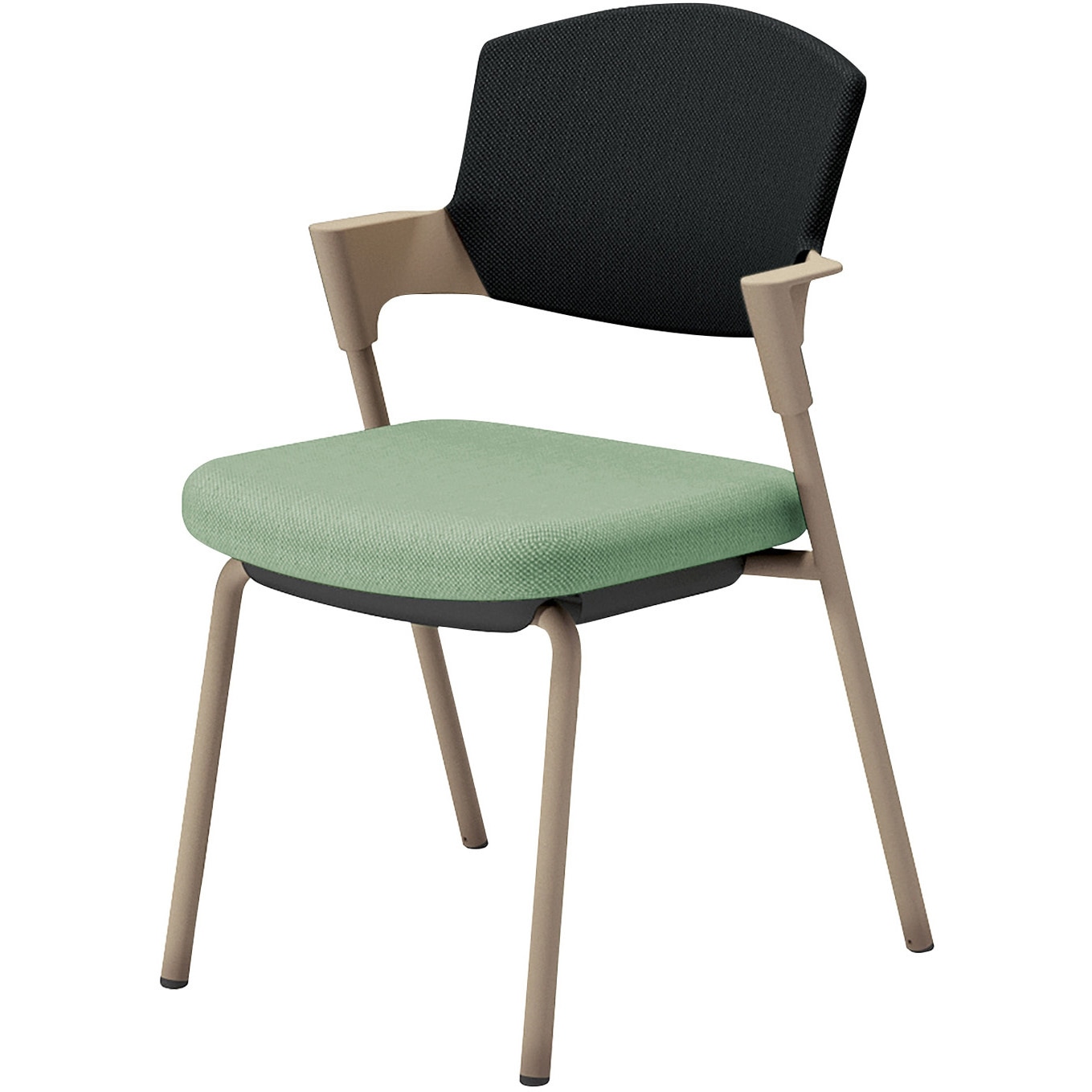K17-Z02CZ-2JE62 会議用イス プロッティ 固定脚 背座クッションタイプ(配送・組立サービス付き) コクヨ ベージュ スタッキング可(4脚) 肘掛あり オパールグリーン ブラック  K17-Z02CZ-2JE62