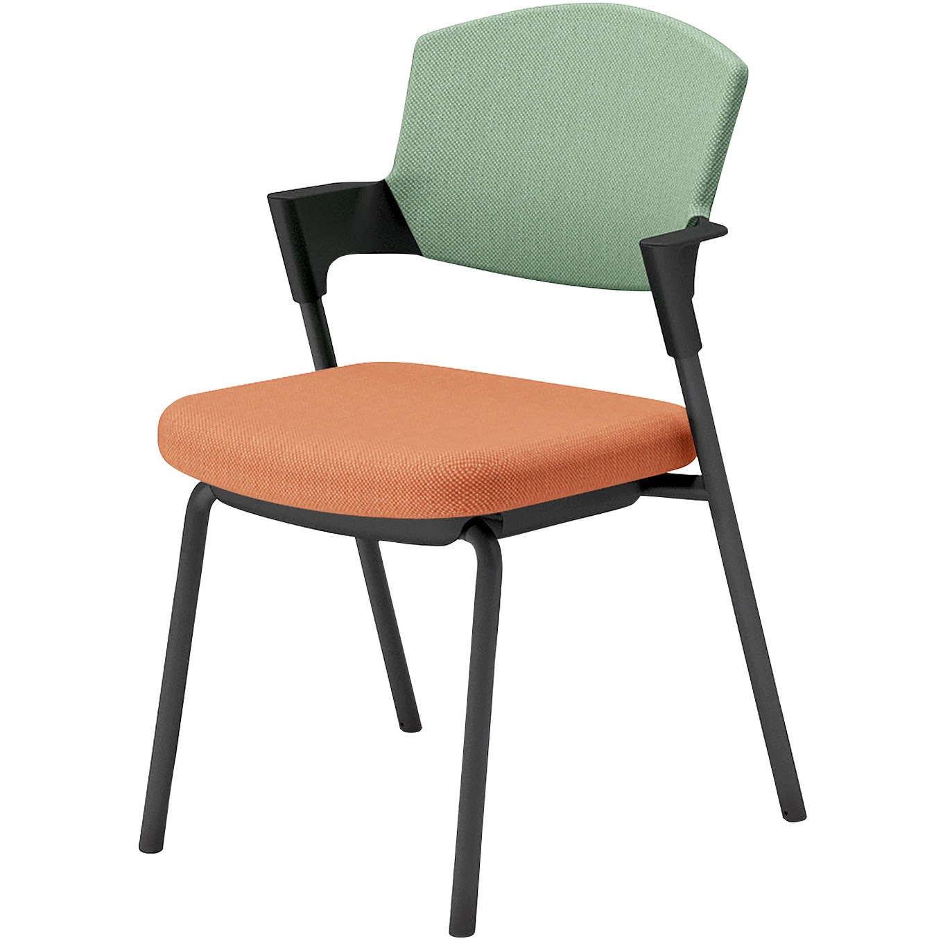 K17-B02CZ-0Y2J2 会議用イス プロッティ 固定脚 背座クッションタイプ(配送・組立サービス付き) コクヨ ブラック スタッキング可(4脚) 肘掛あり K17-B02CZ-0Y2J2