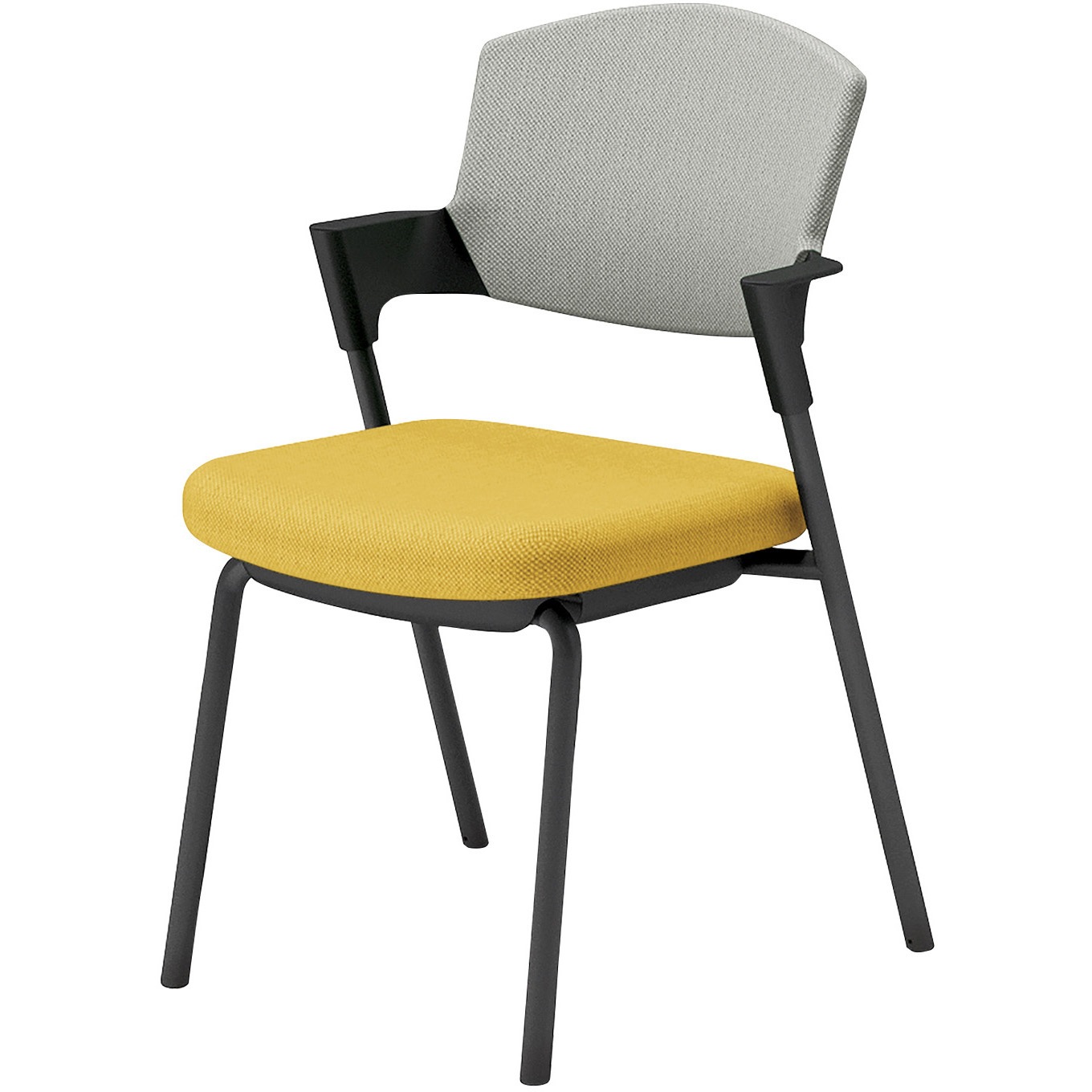 K17-B02CZ-1SE22 会議用イス プロッティ 固定脚 背座クッションタイプ(配送・組立サービス付き) コクヨ ブラック スタッキング可(4脚) 肘掛あり オリーブイエロー ライトグレー  K17-B02CZ-1SE22