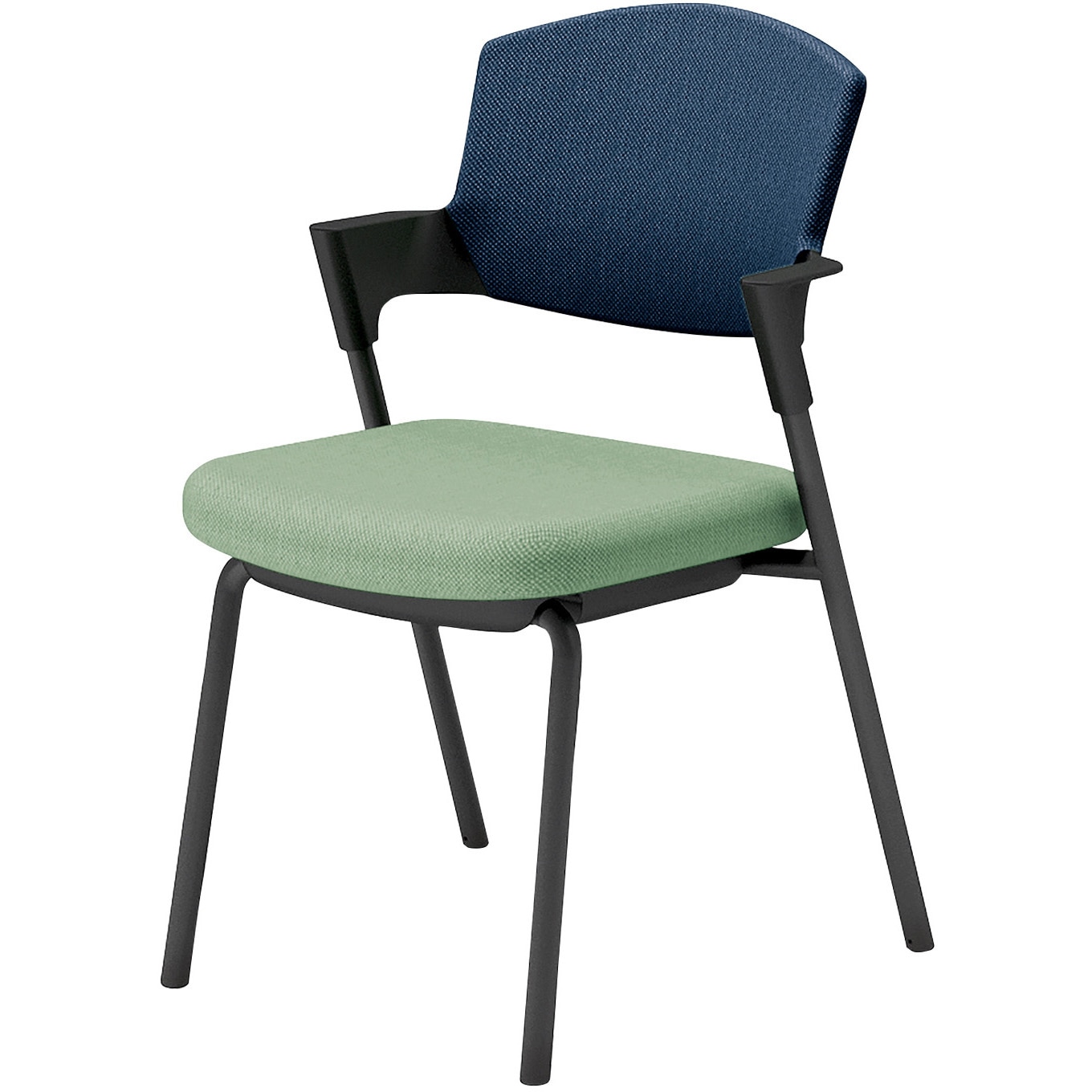 K17-B02CZ-2JT72 会議用イス プロッティ 固定脚 背座クッションタイプ(配送・組立サービス付き) コクヨ ブラック スタッキング可(4脚) 肘掛あり オパールグリーン ネイビー  K17-B02CZ-2JT72