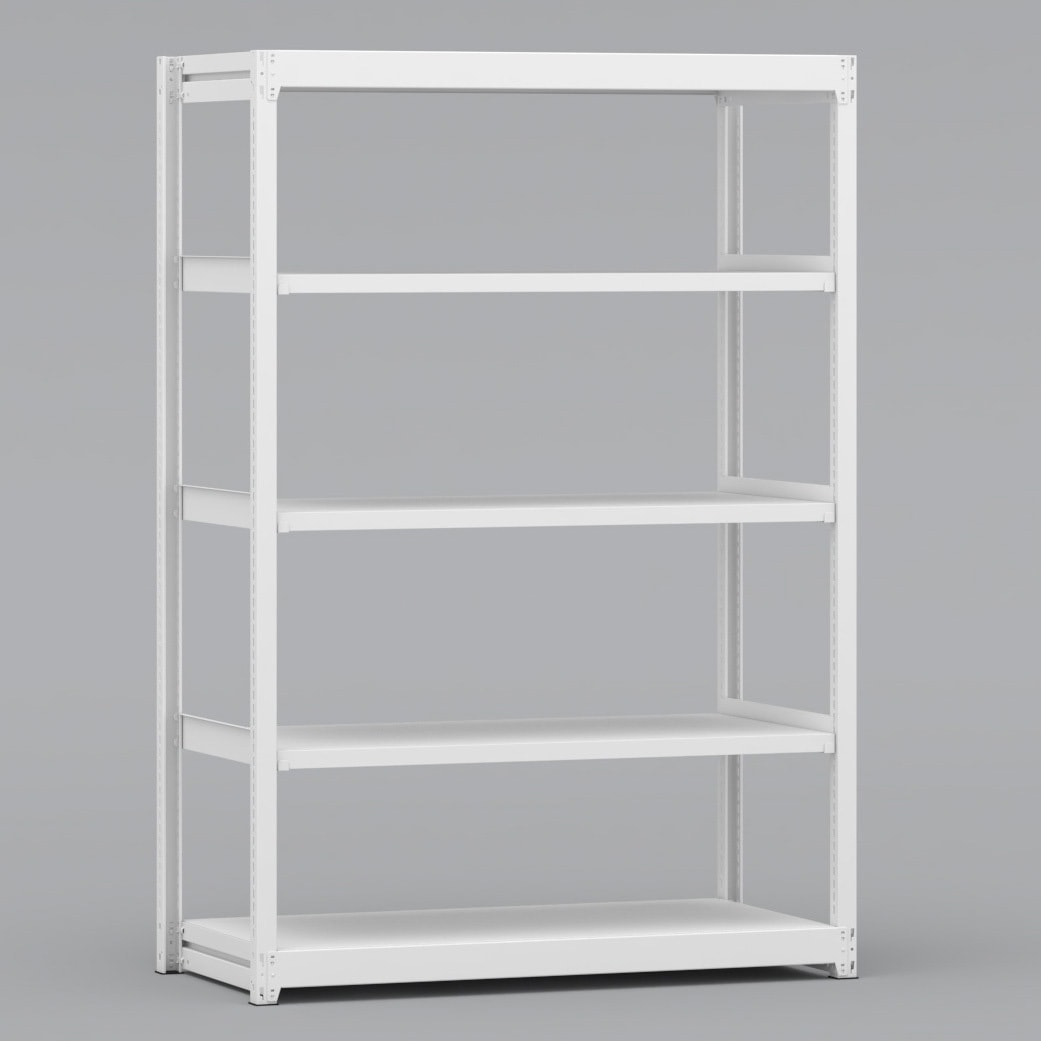BLL461-605SOR 中軽量棚 150kg 単体1連 金剛(KONGO) ホワイト色 スチール 荷重1000kg 高さ1800mm奥行600mm  BLL461-605SOR