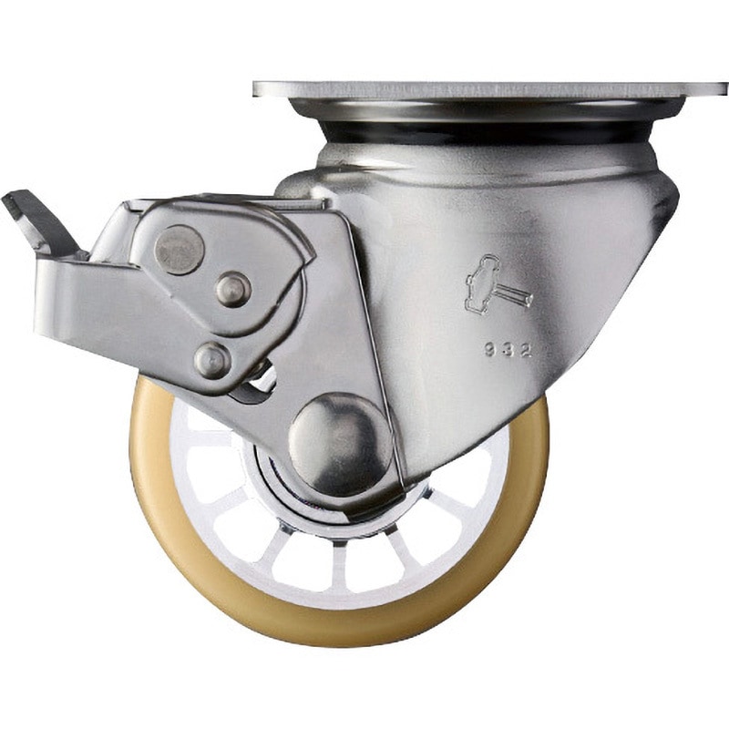 545S0S-BAU75 プレート式キャスター 低床式重荷重用 自在 SP付 ウレタンB車 ステンレス ハンマーキャスター ラジアルボールベアリング入り 車輪径75mm車輪幅40mm  545S0S-BAU75