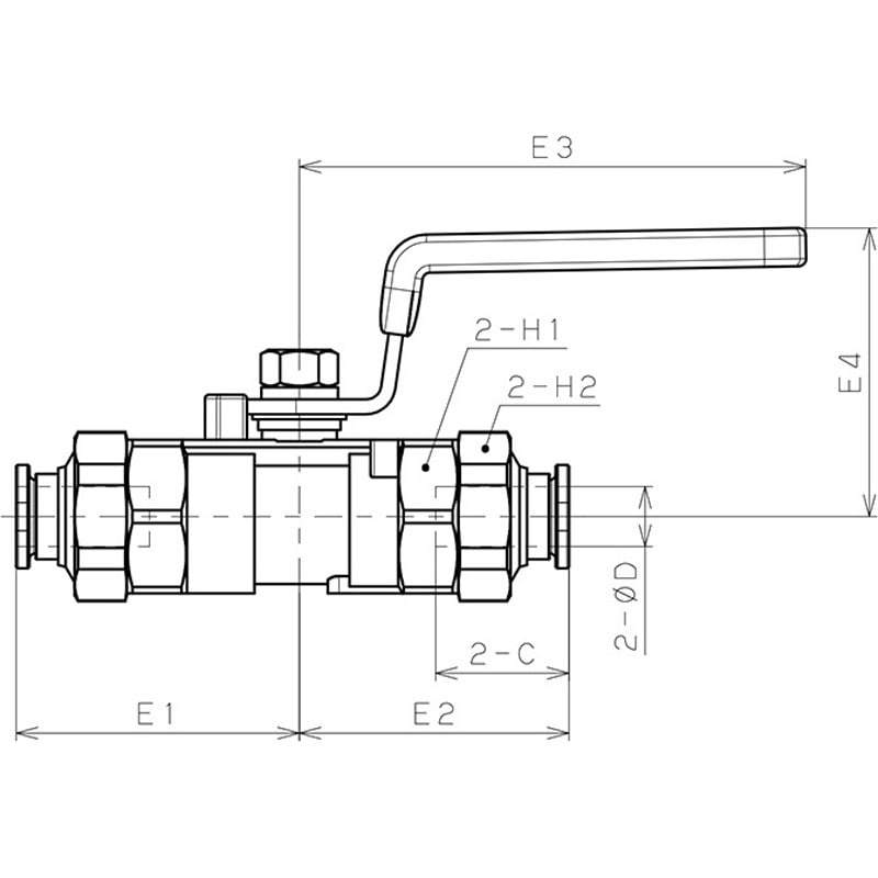 NSBV10-66 ステンレスボールバルブ1ピースタイプ(ワンタッチ継手付) 1個 PISCO(ピスコ) 【通販モノタロウ】