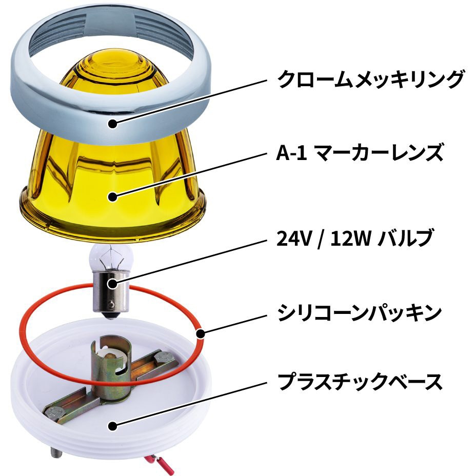 ジェットイノウエ(JET) トラック用品 バスマーカーランプ A-1型プラスチックレンズ アンバー 1個入 632318 632318  XuBhf6hg1w, 内装用品 - centralcampo.com.br