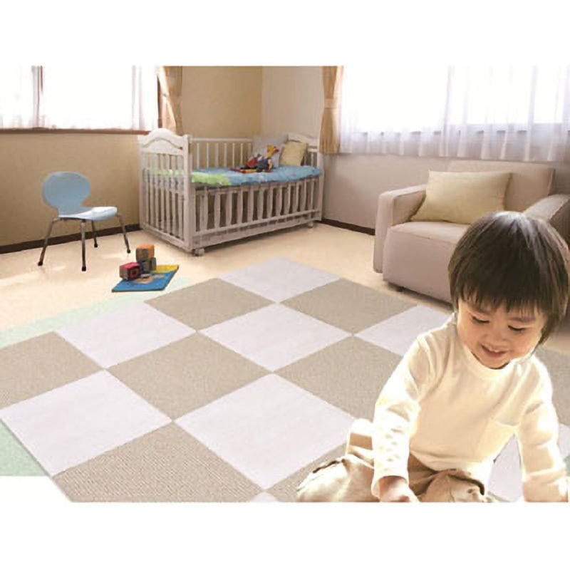 富双合成 ビニールマット(置き敷き専用) 約92cm幅×20m巻 ブロック(セピア)