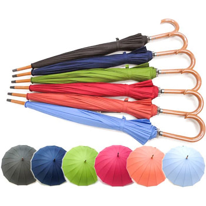 #530 骨ポンジージャンプ和傘 ミドリ産商 骨数16本 長傘タイプ ワンタッチ式仕様 親骨長さ54.5cm 1箱(48本) 26,626円