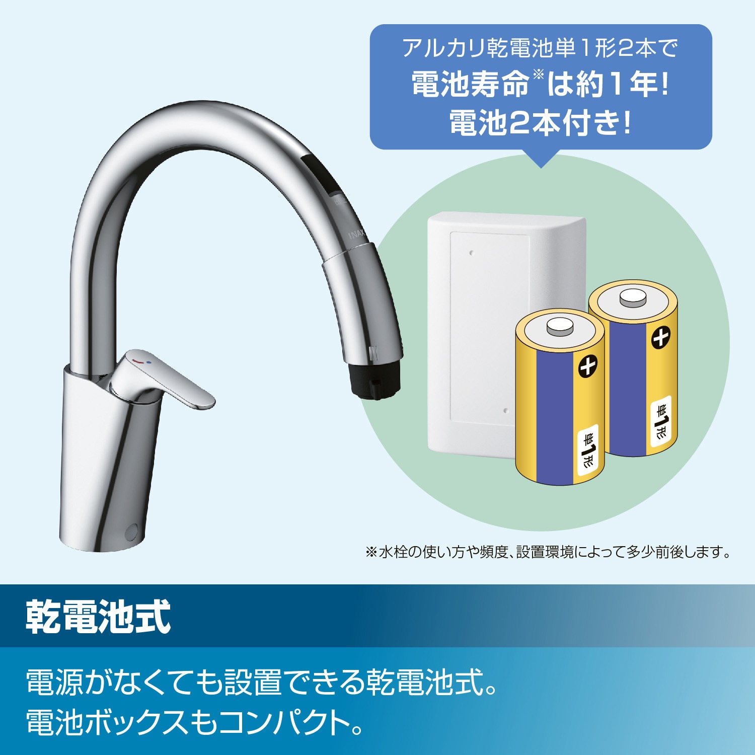 キッチン用タッチレス水栓 ナビッシュ 乾電池式B5タイプ 呼び径13mm